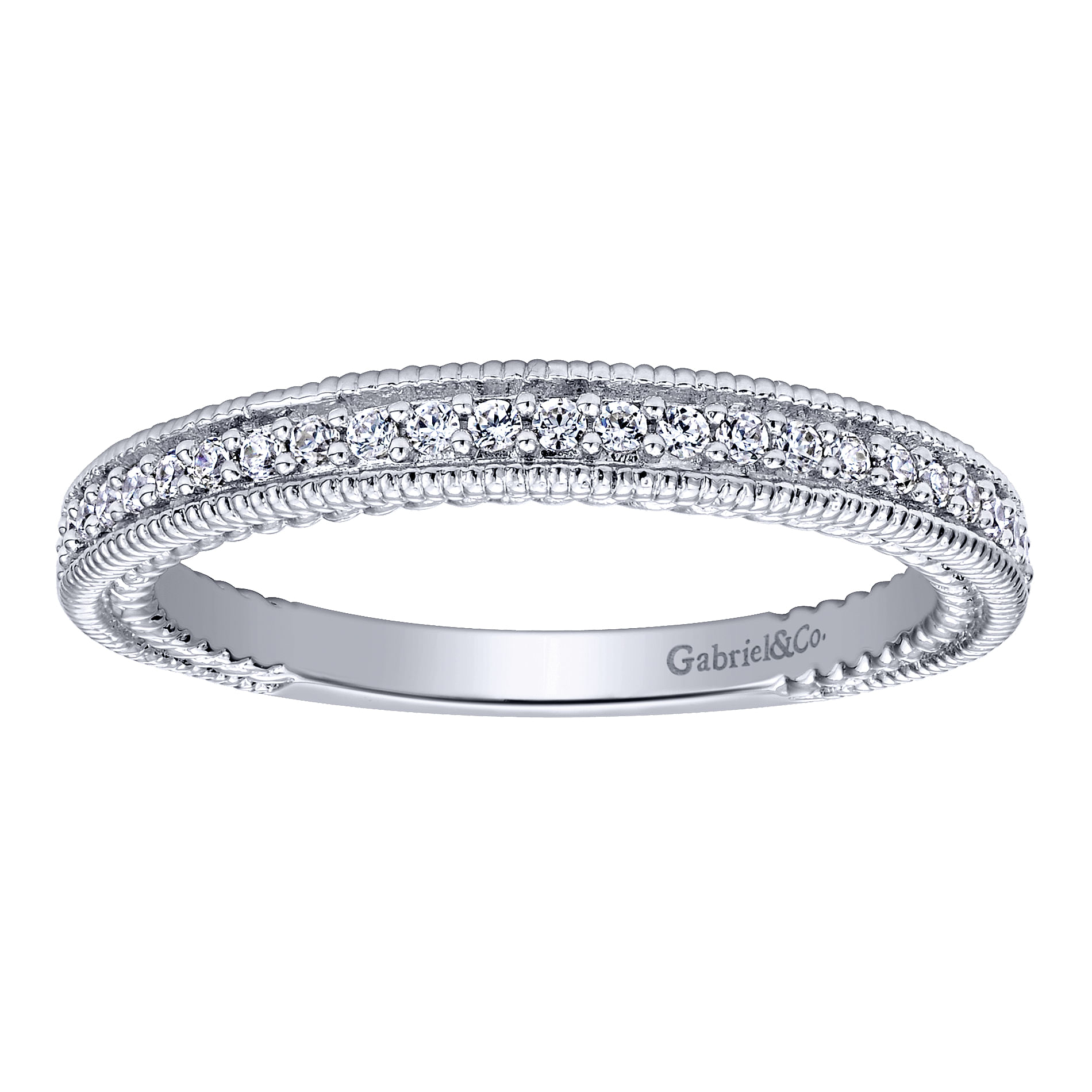 14k White Gold Diamond Straight Wedding Band angle 5 14k White Gold Diamond Straight Wedding Band angle 5