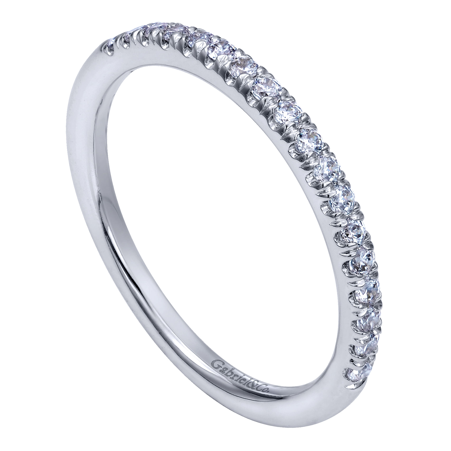14k White Gold Diamond Straight Wedding Band angle 3 14k White Gold Diamond Straight Wedding Band angle 3