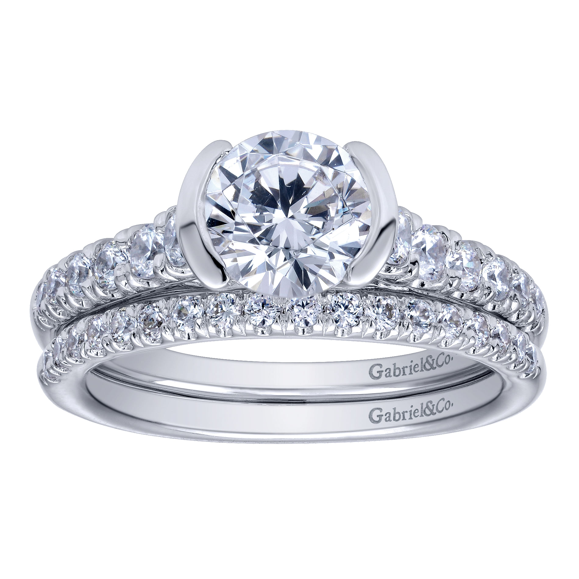 14k White Gold Diamond Straight Wedding Band angle 4 14k White Gold Diamond Straight Wedding Band angle 4