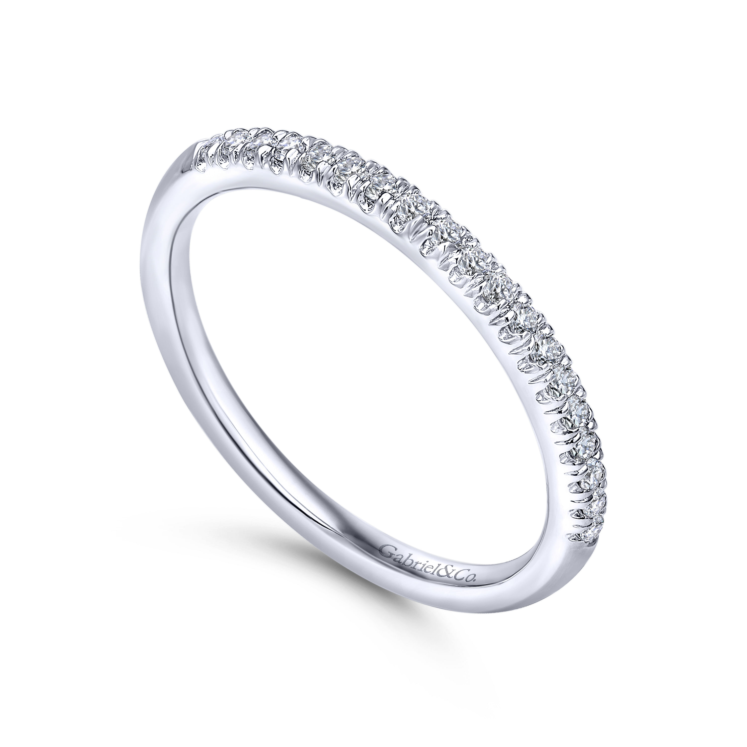 14k White Gold Diamond Straight Wedding Band angle 3 14k White Gold Diamond Straight Wedding Band angle 3