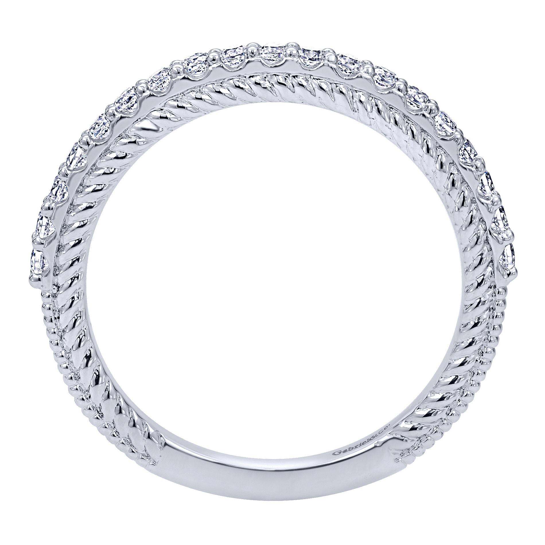 14k White Gold Diamond Straight Wedding Band angle 2 14k White Gold Diamond Straight Wedding Band angle 2