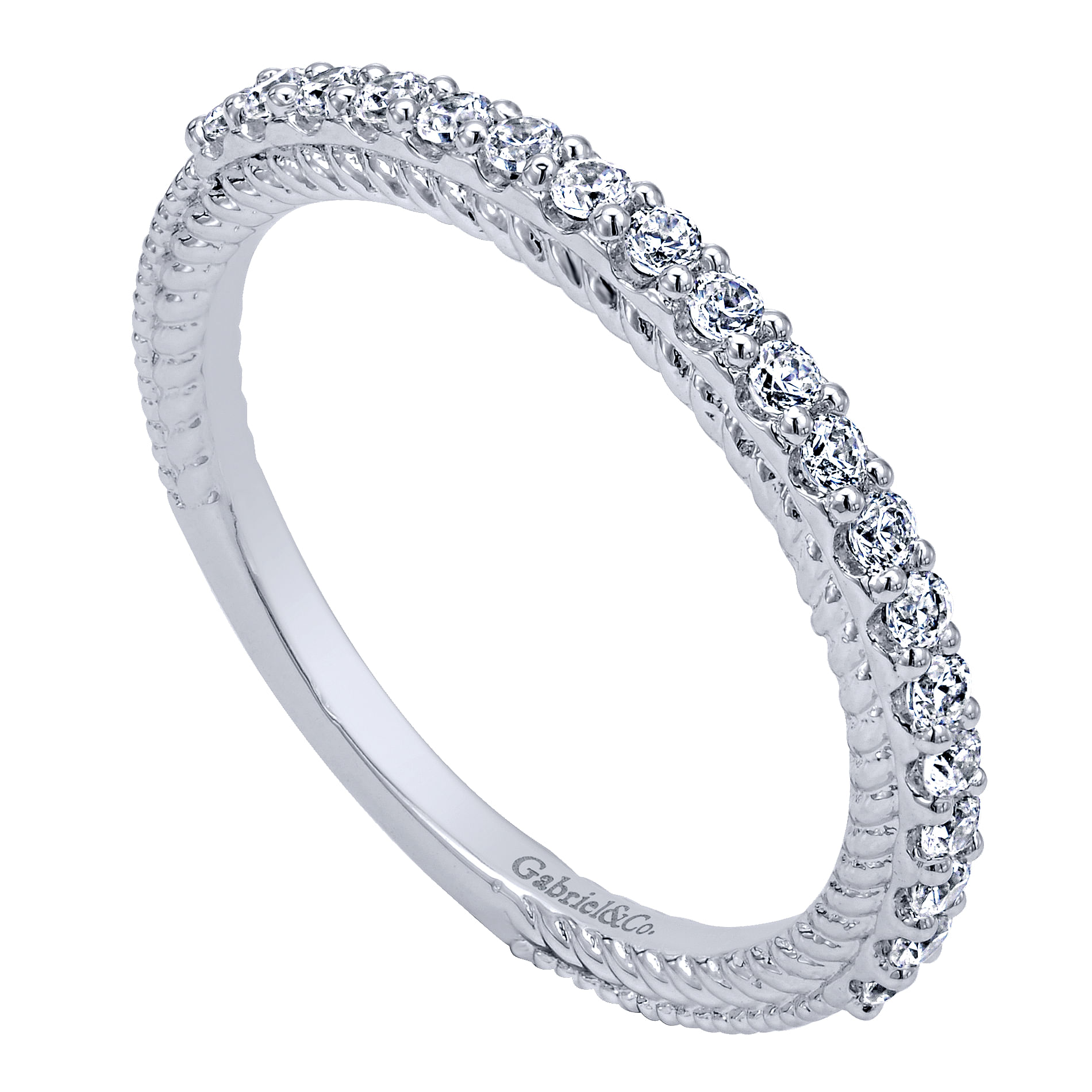 14k White Gold Diamond Straight Wedding Band angle 3 14k White Gold Diamond Straight Wedding Band angle 3