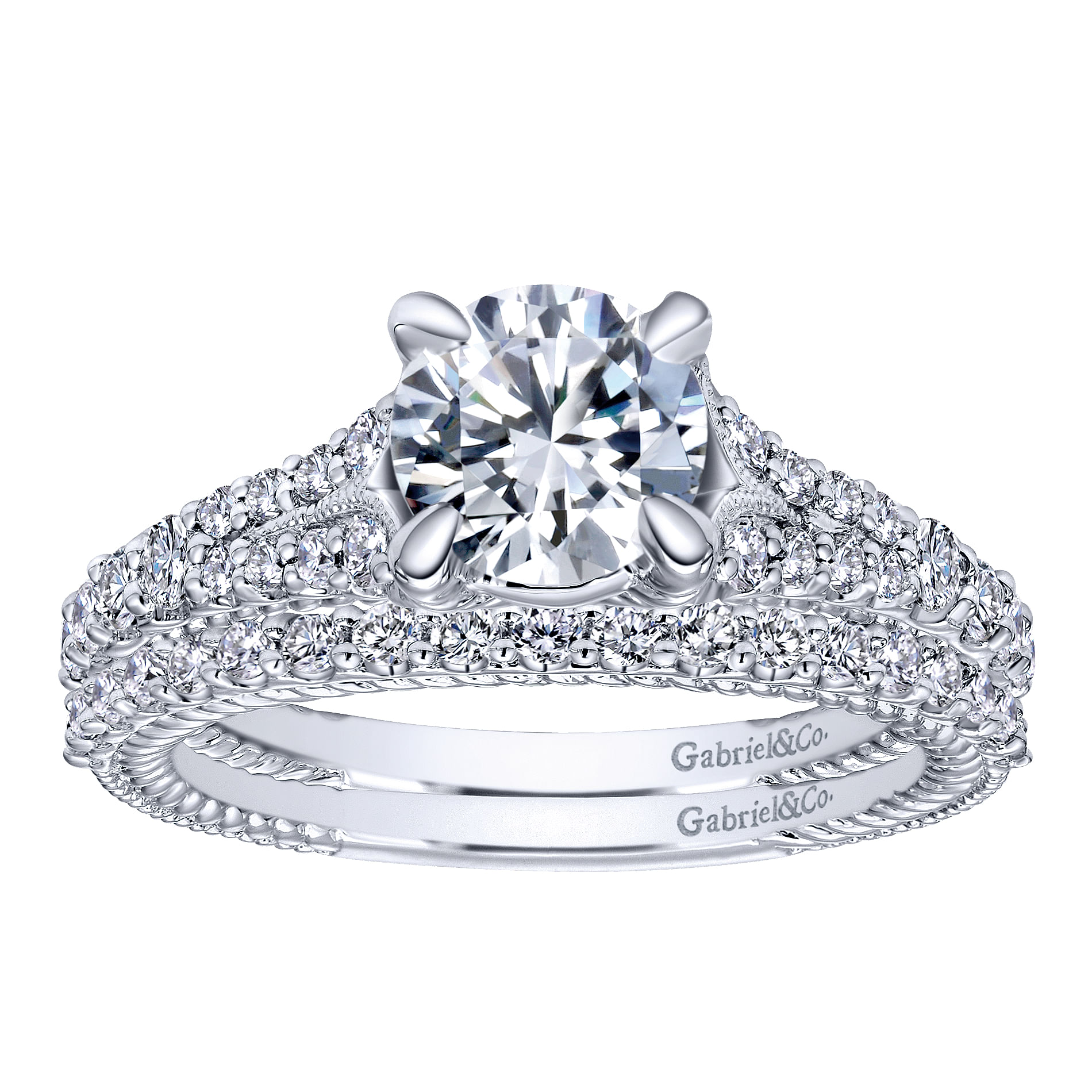 14k White Gold Diamond Straight Wedding Band angle 4 14k White Gold Diamond Straight Wedding Band angle 4