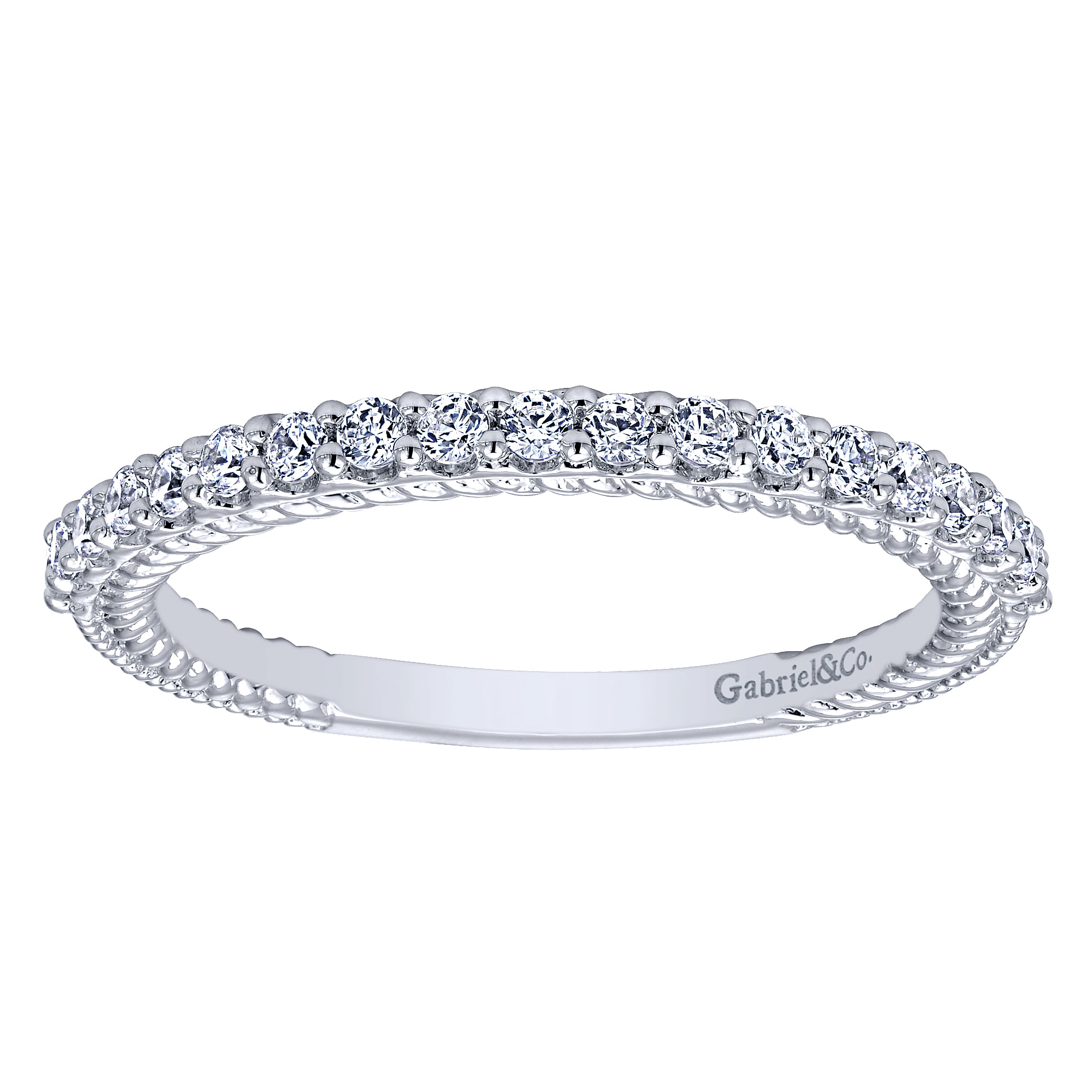14k White Gold Diamond Straight Wedding Band angle 5 14k White Gold Diamond Straight Wedding Band angle 5