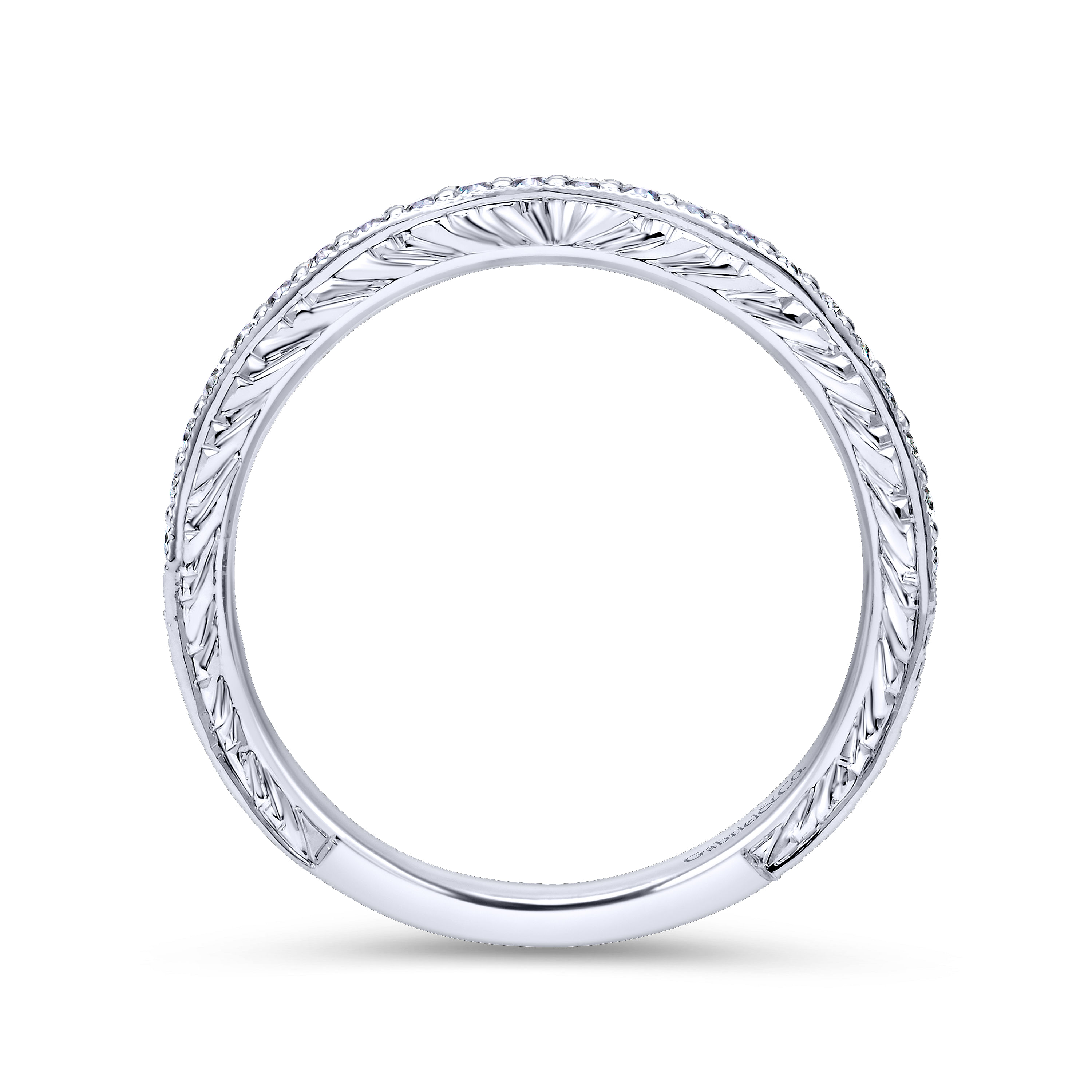 14k White Gold Diamond Straight Wedding Band angle 2 14k White Gold Diamond Straight Wedding Band angle 2