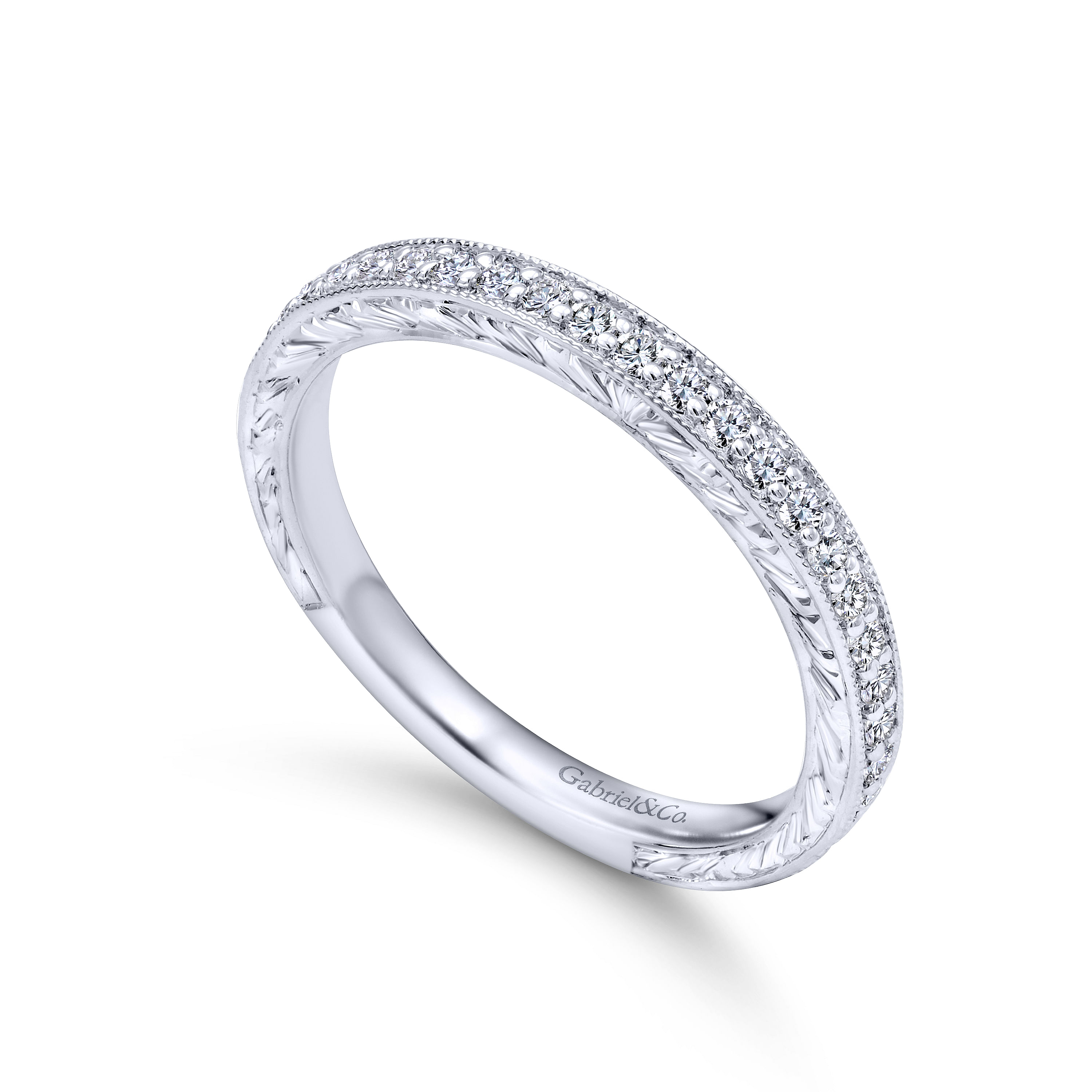 14k White Gold Diamond Straight Wedding Band angle 3 14k White Gold Diamond Straight Wedding Band angle 3