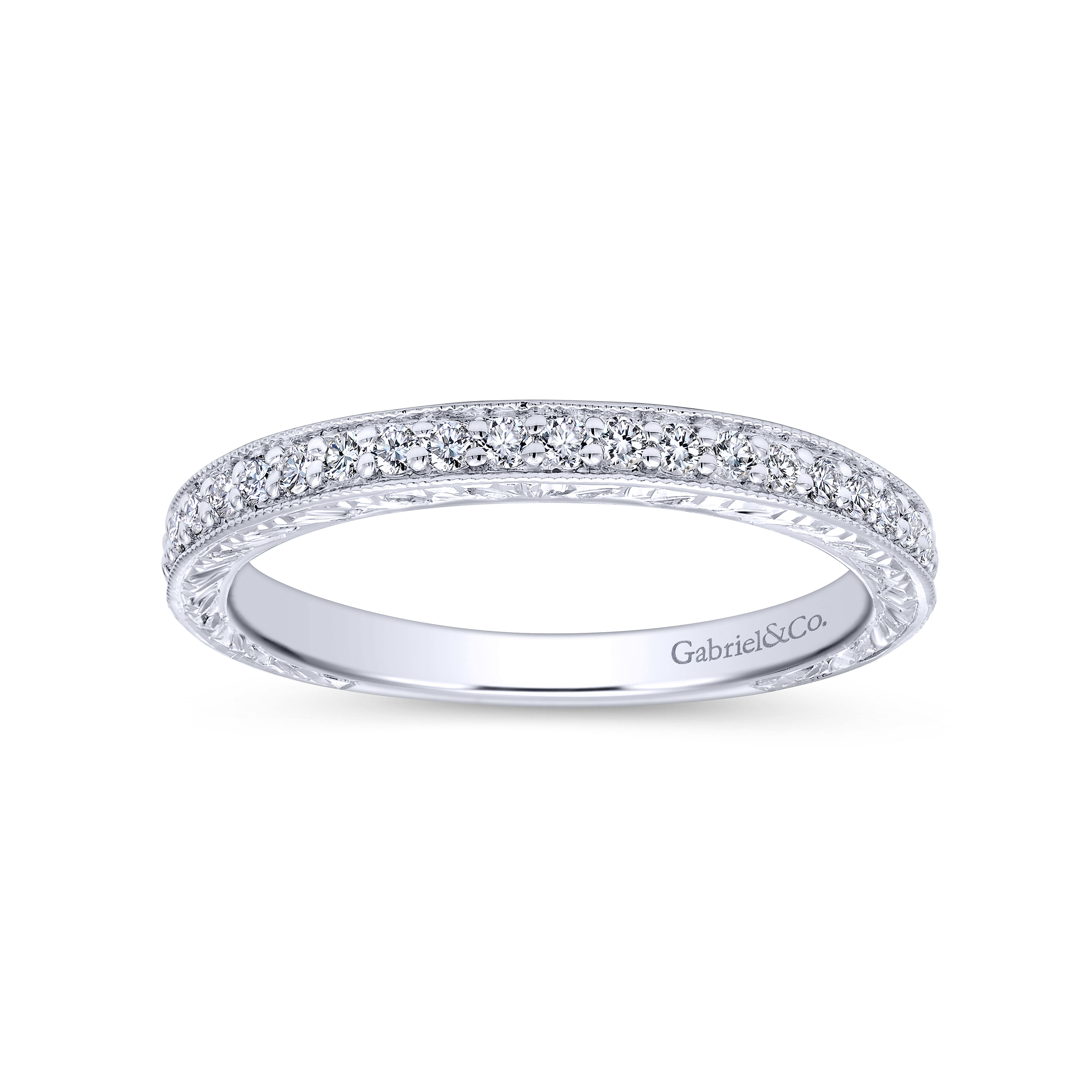 14k White Gold Diamond Straight Wedding Band angle 5 14k White Gold Diamond Straight Wedding Band angle 5