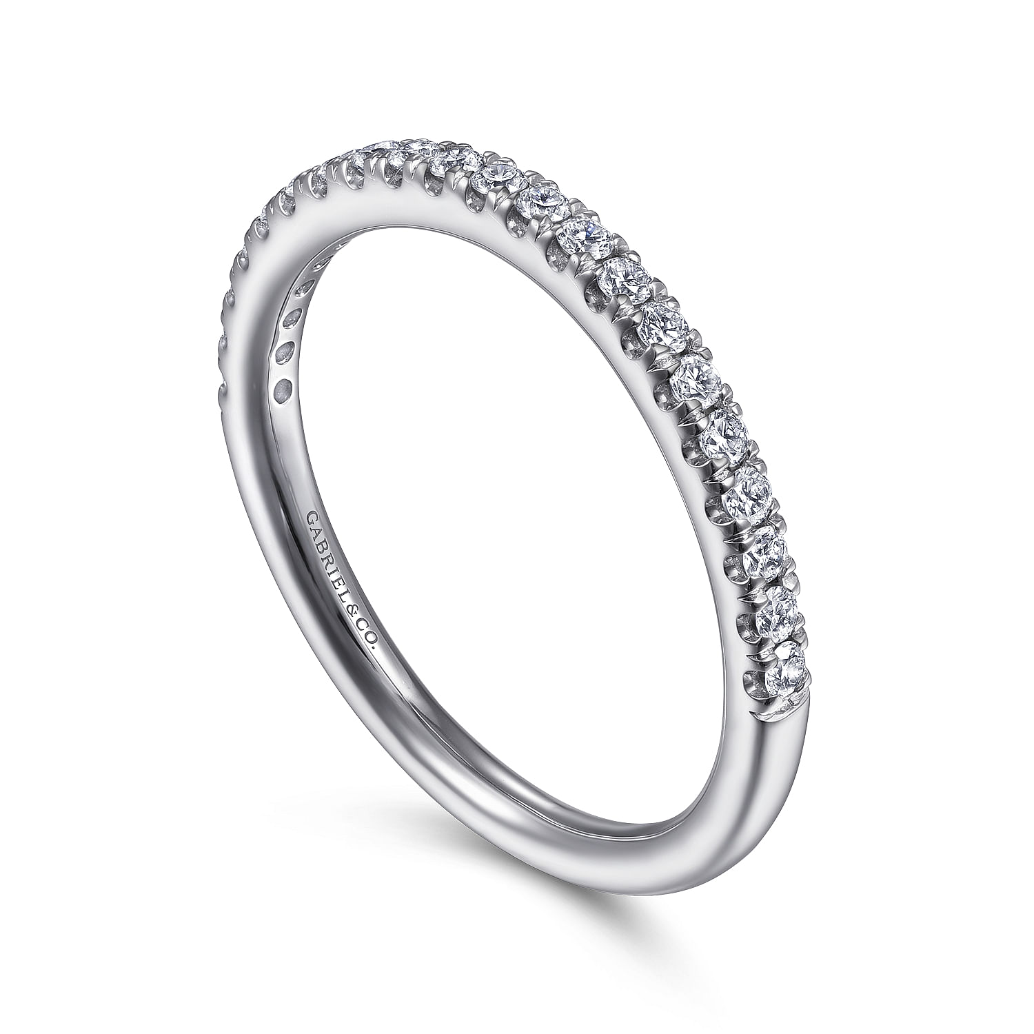 14k White Gold Diamond Straight Wedding Band angle 3 14k White Gold Diamond Straight Wedding Band angle 3