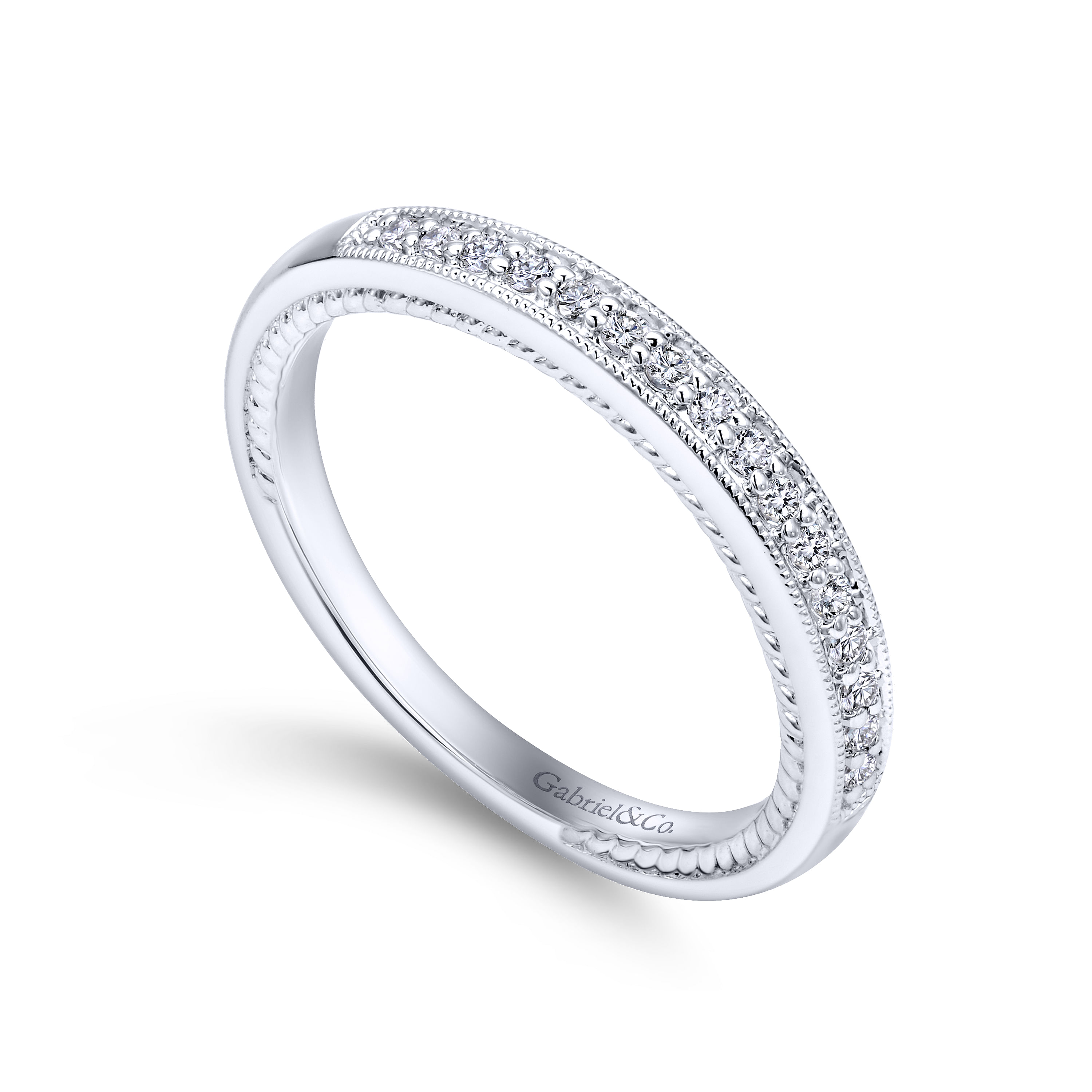 14k White Gold Diamond Straight Wedding Band angle 3 14k White Gold Diamond Straight Wedding Band angle 3