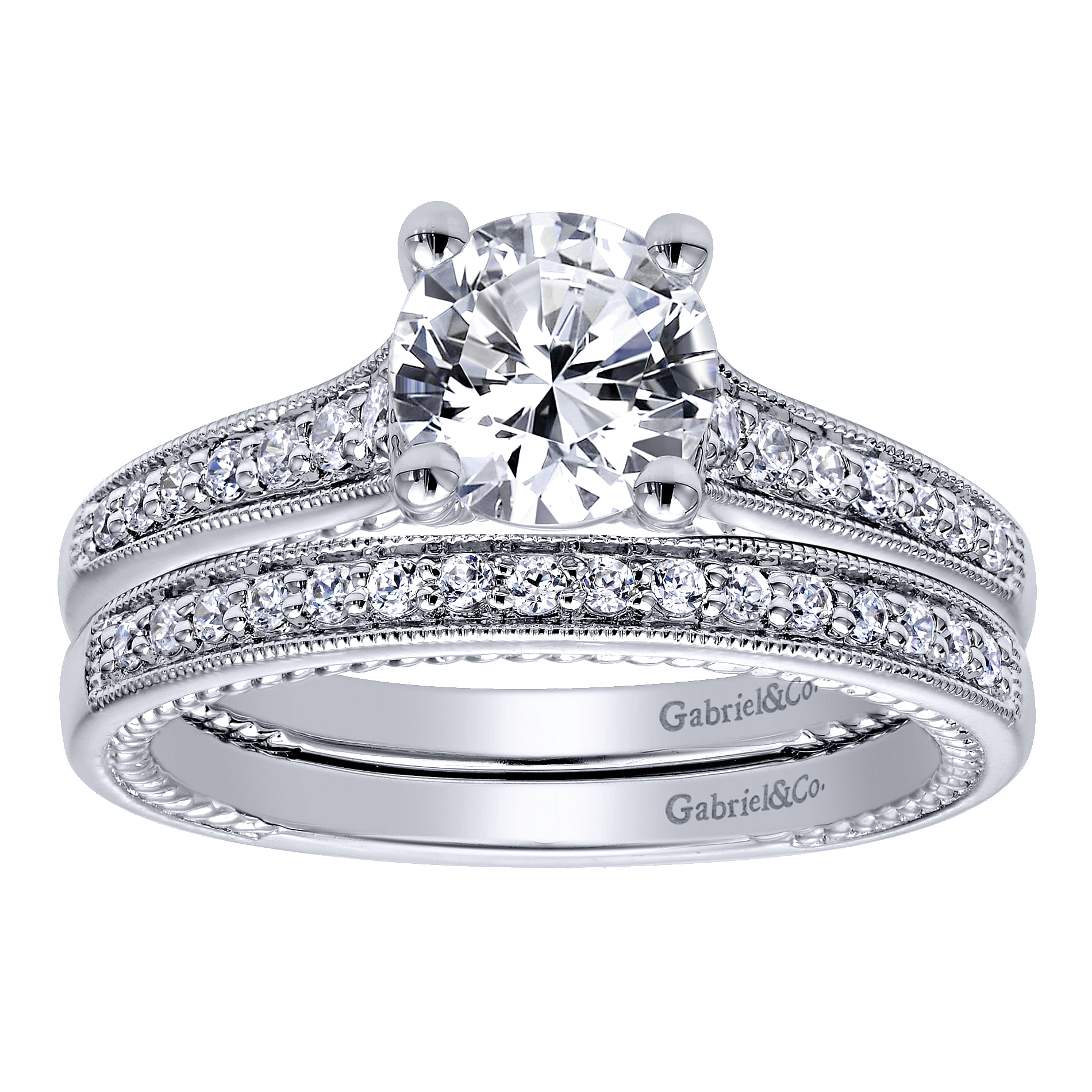 14k White Gold Diamond Straight Wedding Band angle 4 14k White Gold Diamond Straight Wedding Band angle 4