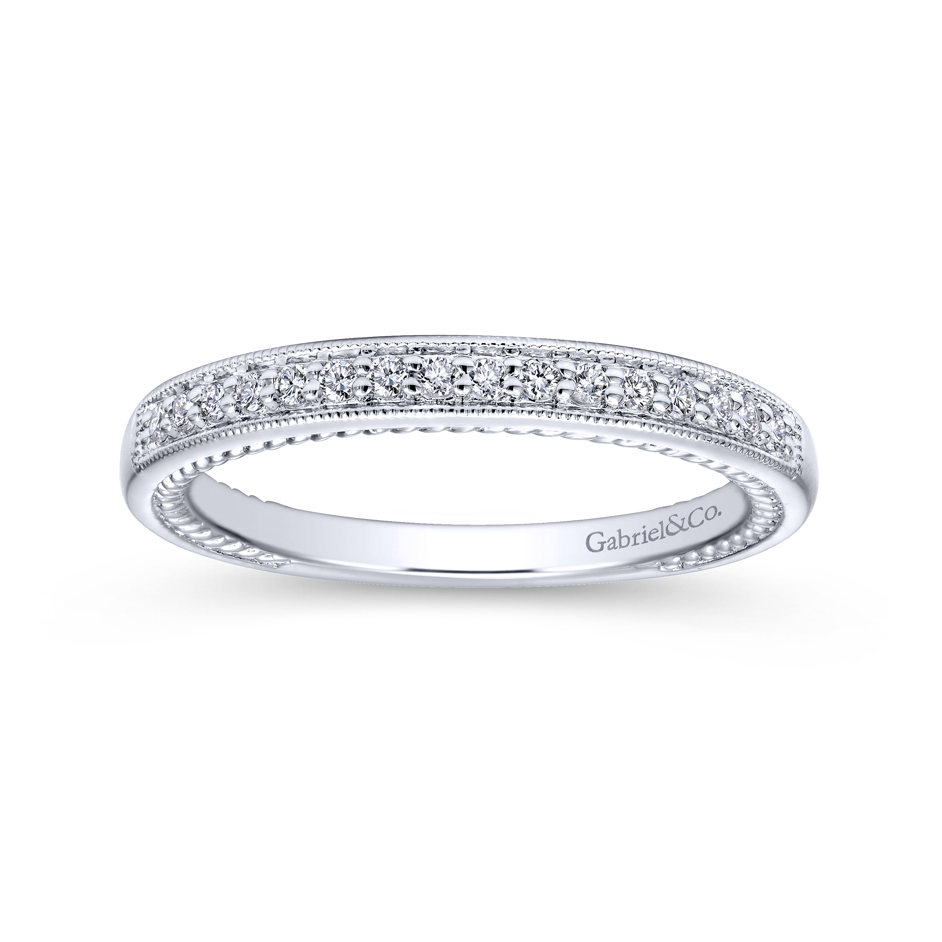 14k White Gold Diamond Straight Wedding Band angle 5 14k White Gold Diamond Straight Wedding Band angle 5