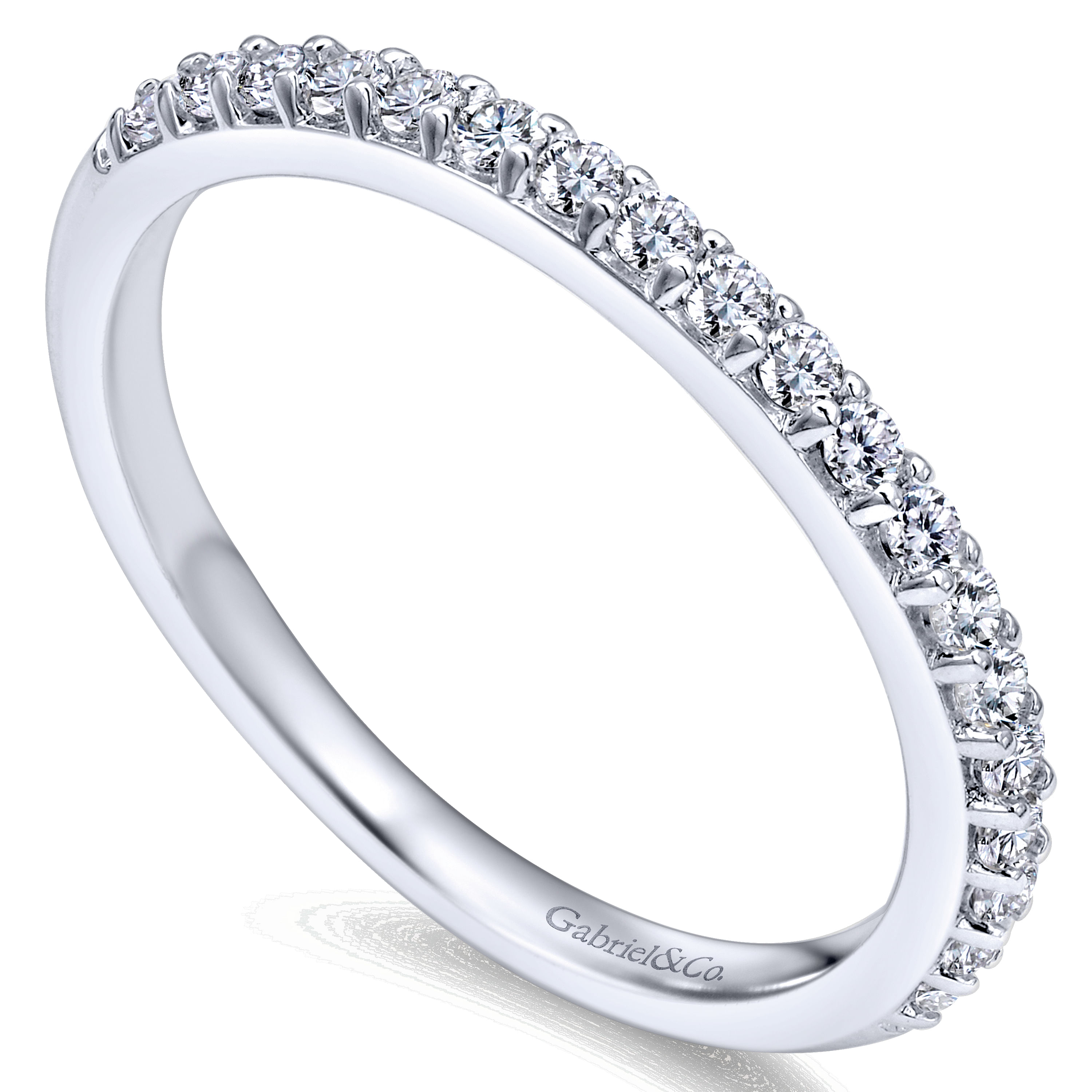 14k White Gold Diamond Straight Wedding Band angle 3 14k White Gold Diamond Straight Wedding Band angle 3