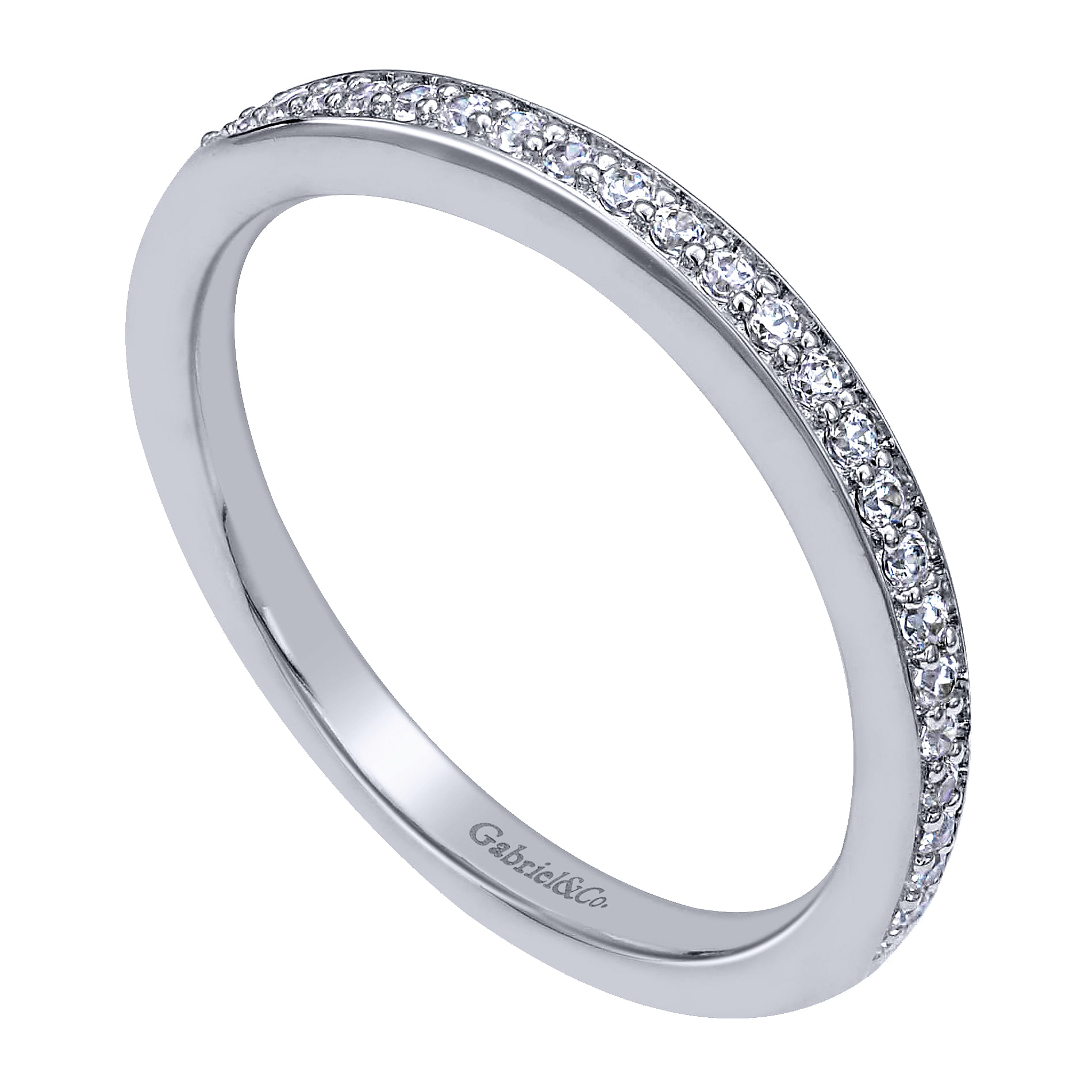 14k White Gold Diamond Straight Wedding Band angle 3 14k White Gold Diamond Straight Wedding Band angle 3
