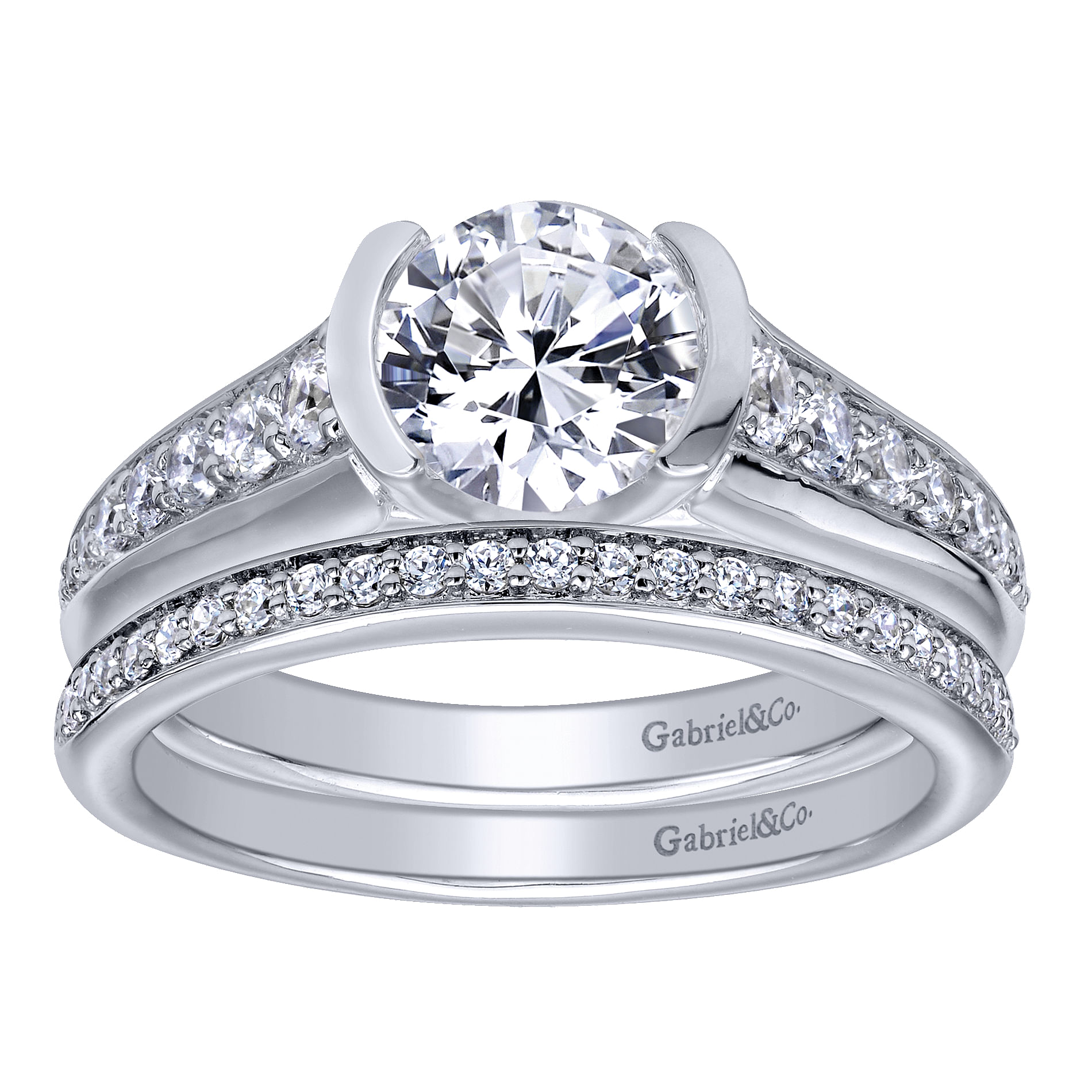 14k White Gold Diamond Straight Wedding Band angle 4 14k White Gold Diamond Straight Wedding Band angle 4