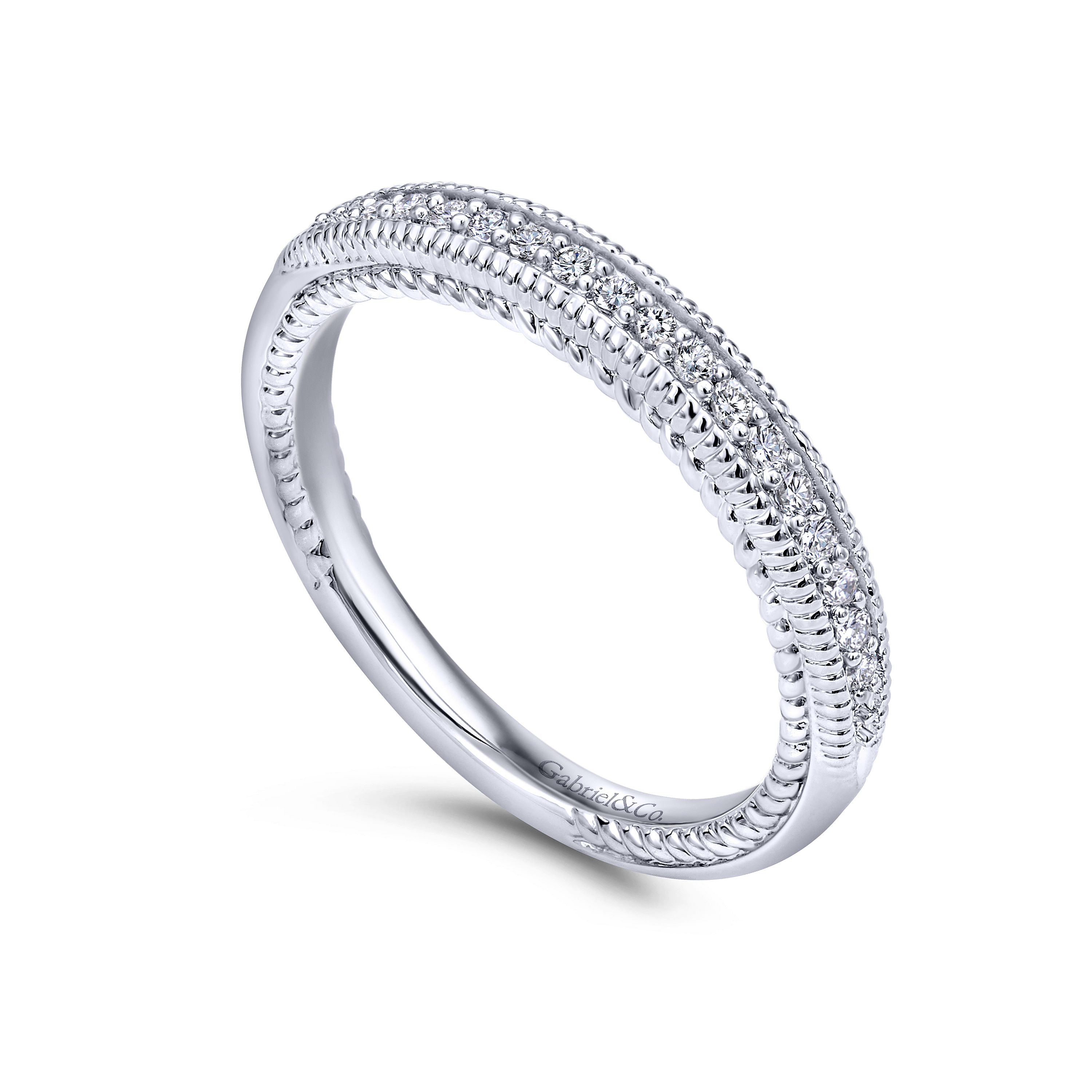 14k White Gold Diamond Straight Wedding Band angle 3 14k White Gold Diamond Straight Wedding Band angle 3
