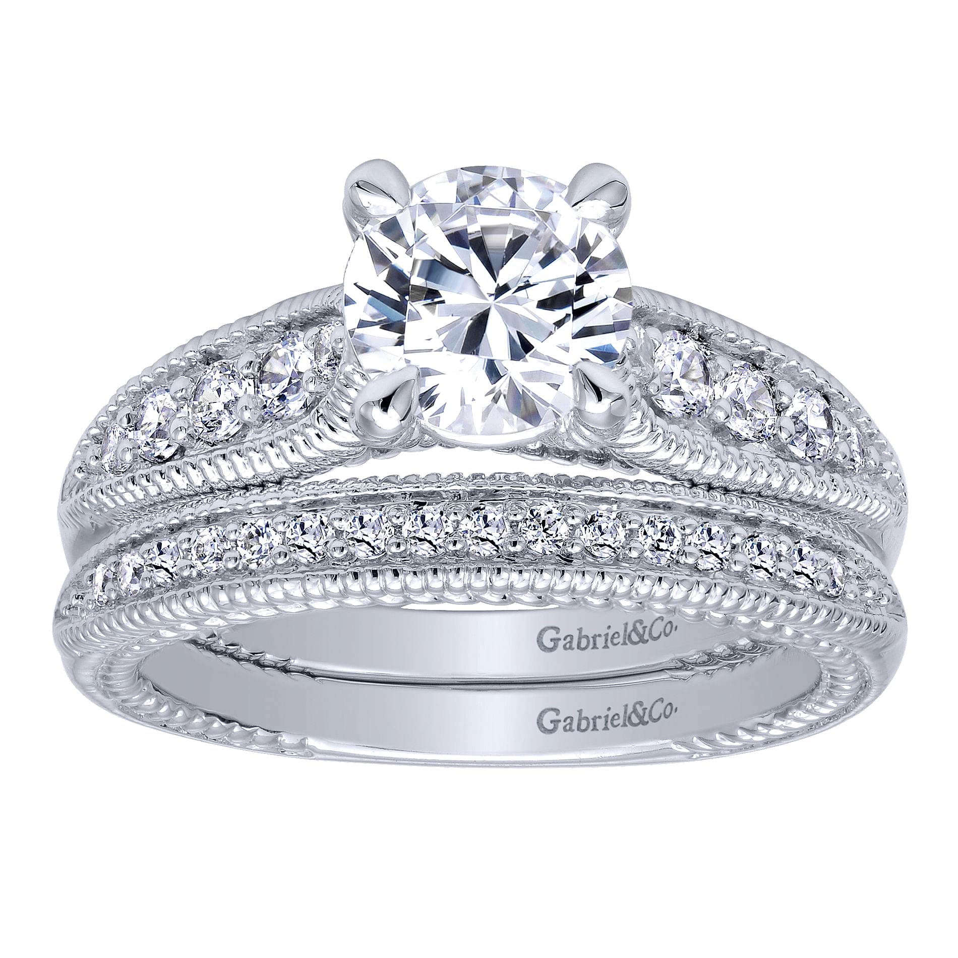 14k White Gold Diamond Straight Wedding Band angle 4 14k White Gold Diamond Straight Wedding Band angle 4