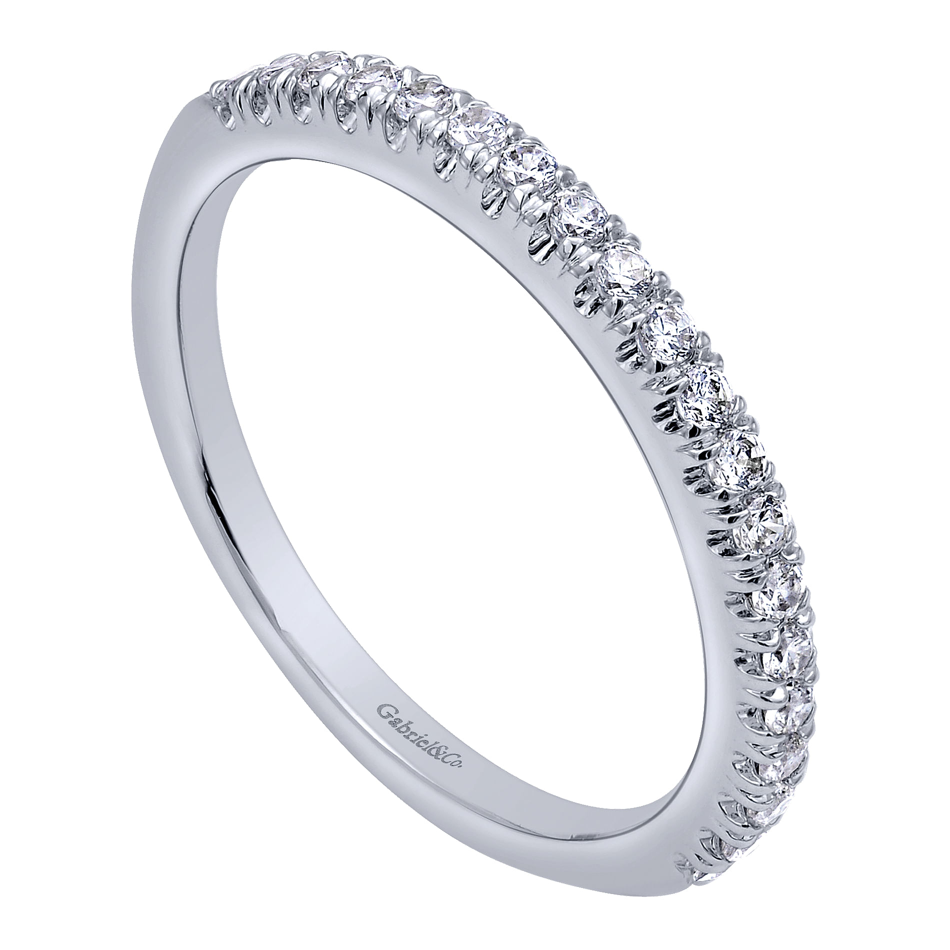 14k White Gold Diamond Straight Wedding Band angle 3 14k White Gold Diamond Straight Wedding Band angle 3