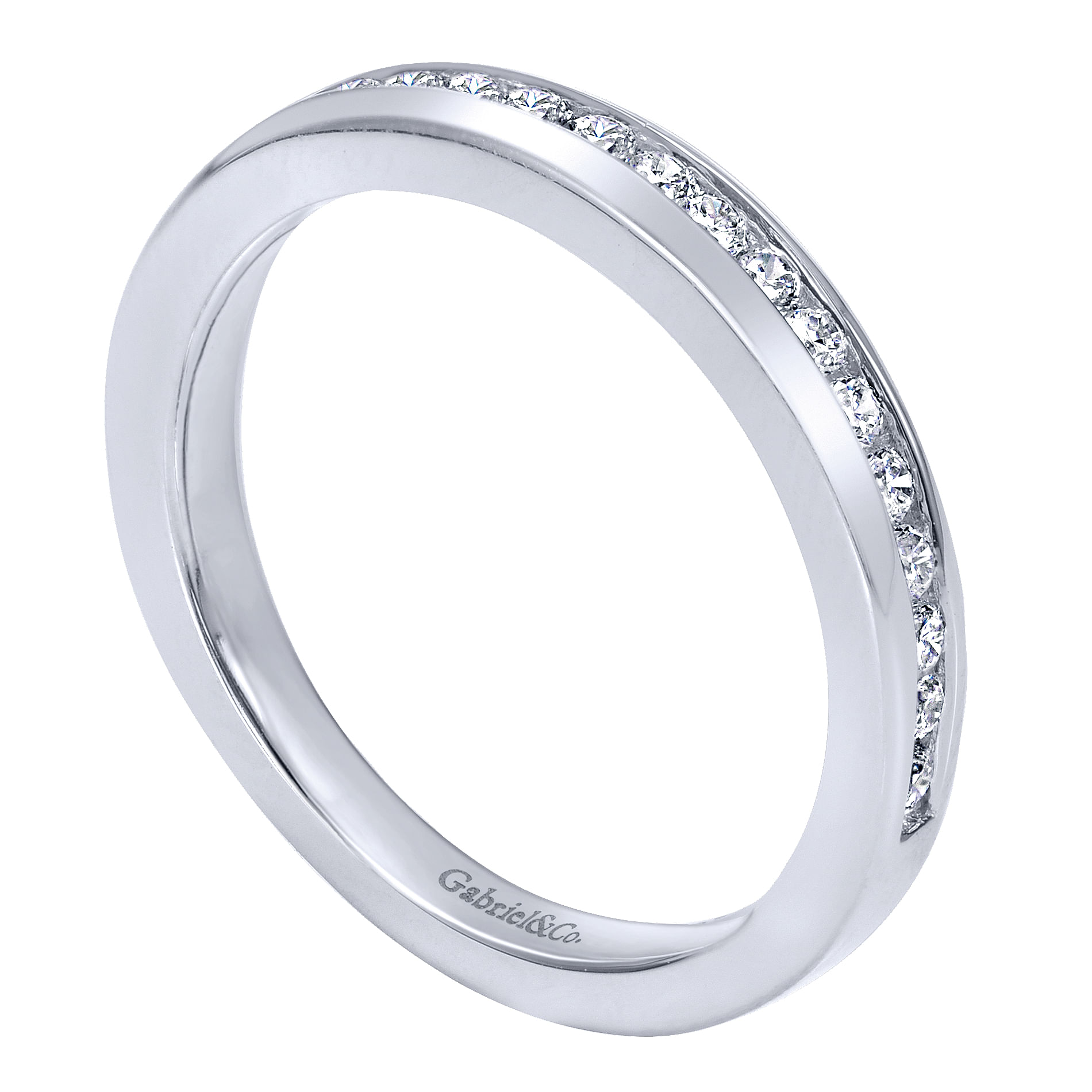 14k White Gold Diamond Straight Wedding Band angle 3 14k White Gold Diamond Straight Wedding Band angle 3