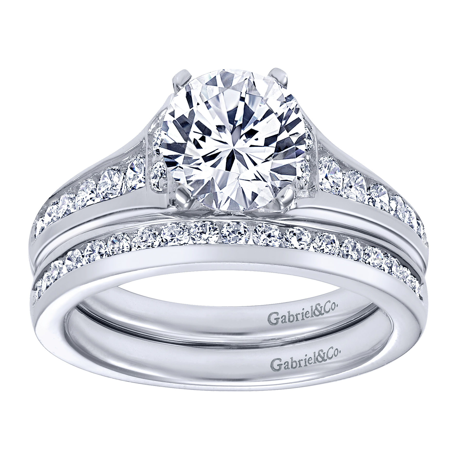 14k White Gold Diamond Straight Wedding Band angle 4 14k White Gold Diamond Straight Wedding Band angle 4