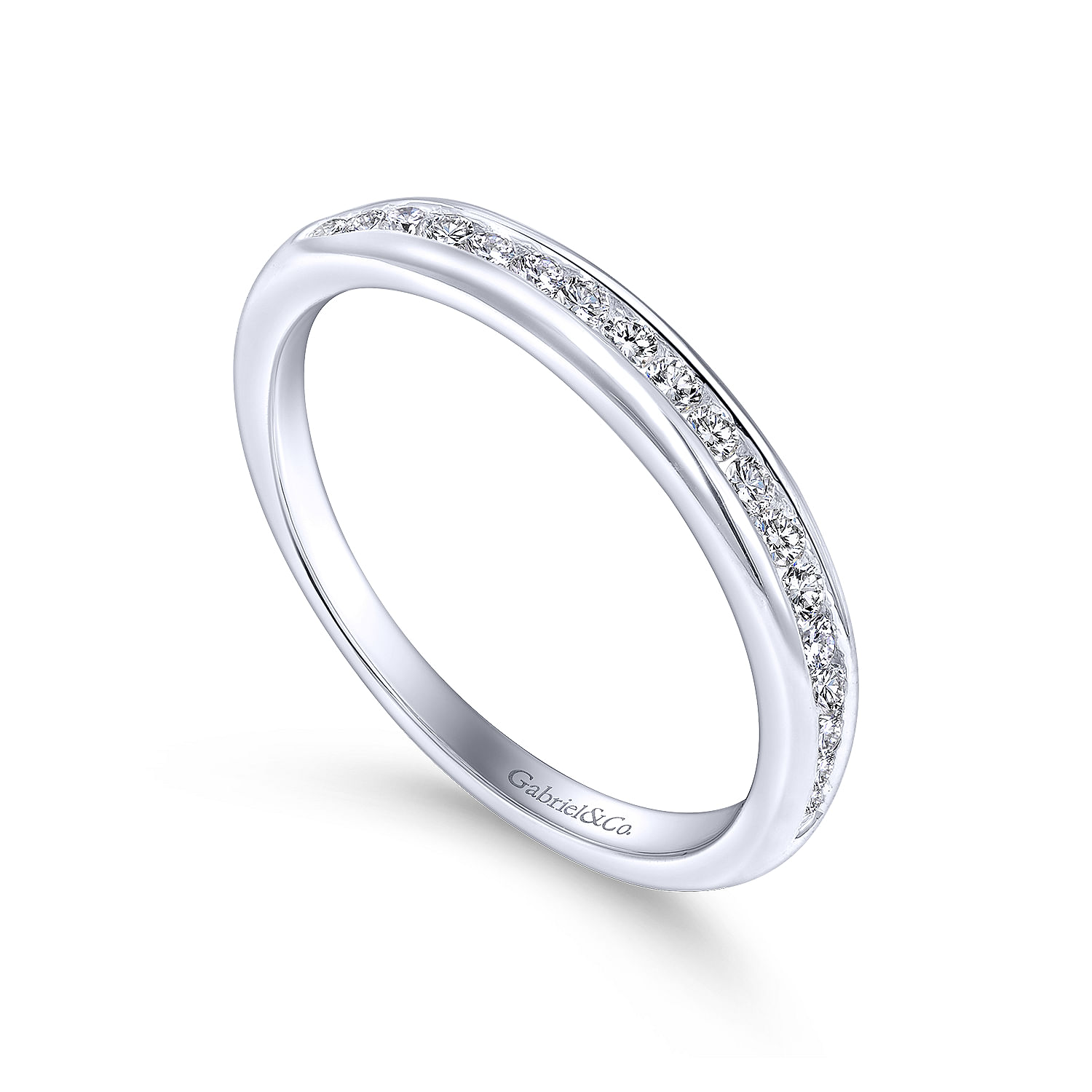 14k White Gold Diamond Straight Wedding Band angle 3 14k White Gold Diamond Straight Wedding Band angle 3