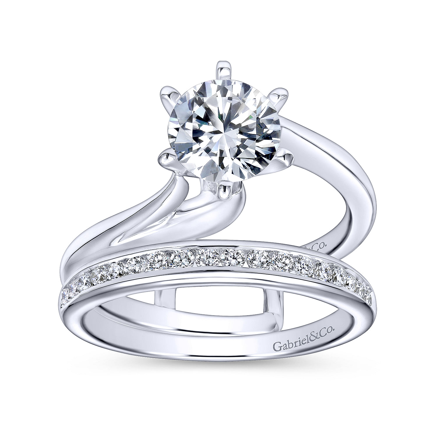 14k White Gold Diamond Straight Wedding Band angle 4 14k White Gold Diamond Straight Wedding Band angle 4