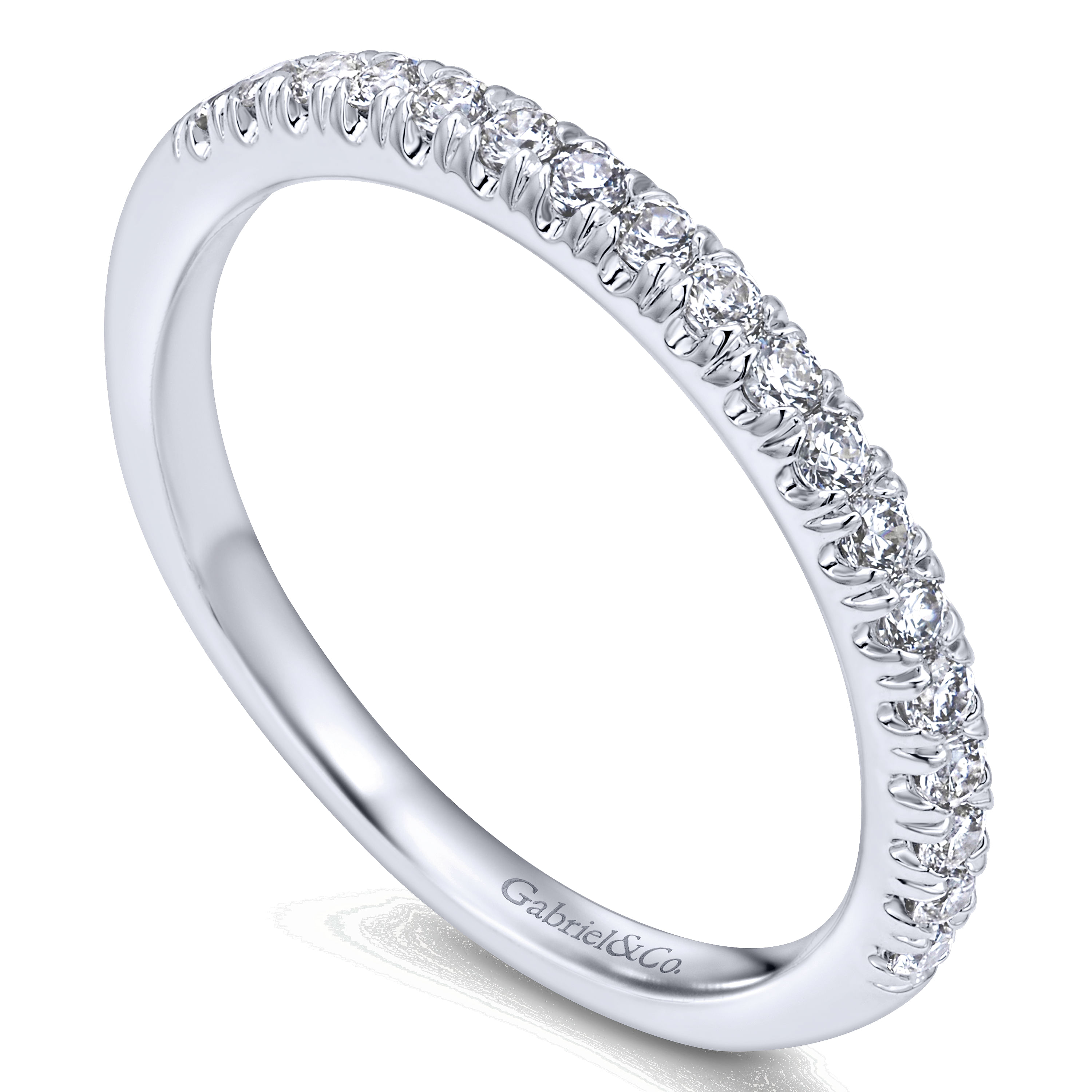 14k White Gold Diamond Straight Wedding Band angle 3 14k White Gold Diamond Straight Wedding Band angle 3