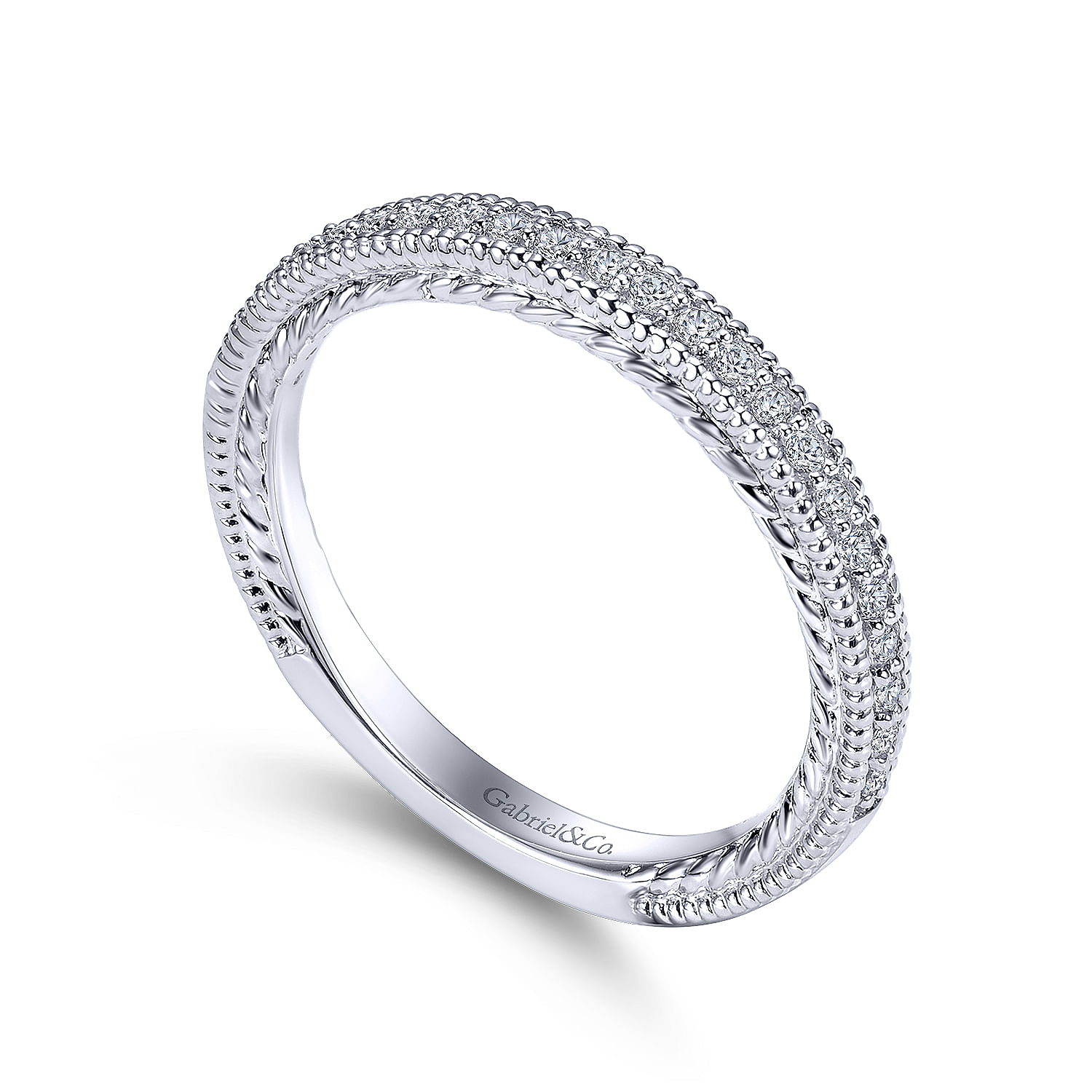 14k White Gold Diamond Straight Wedding Band angle 3 14k White Gold Diamond Straight Wedding Band angle 3
