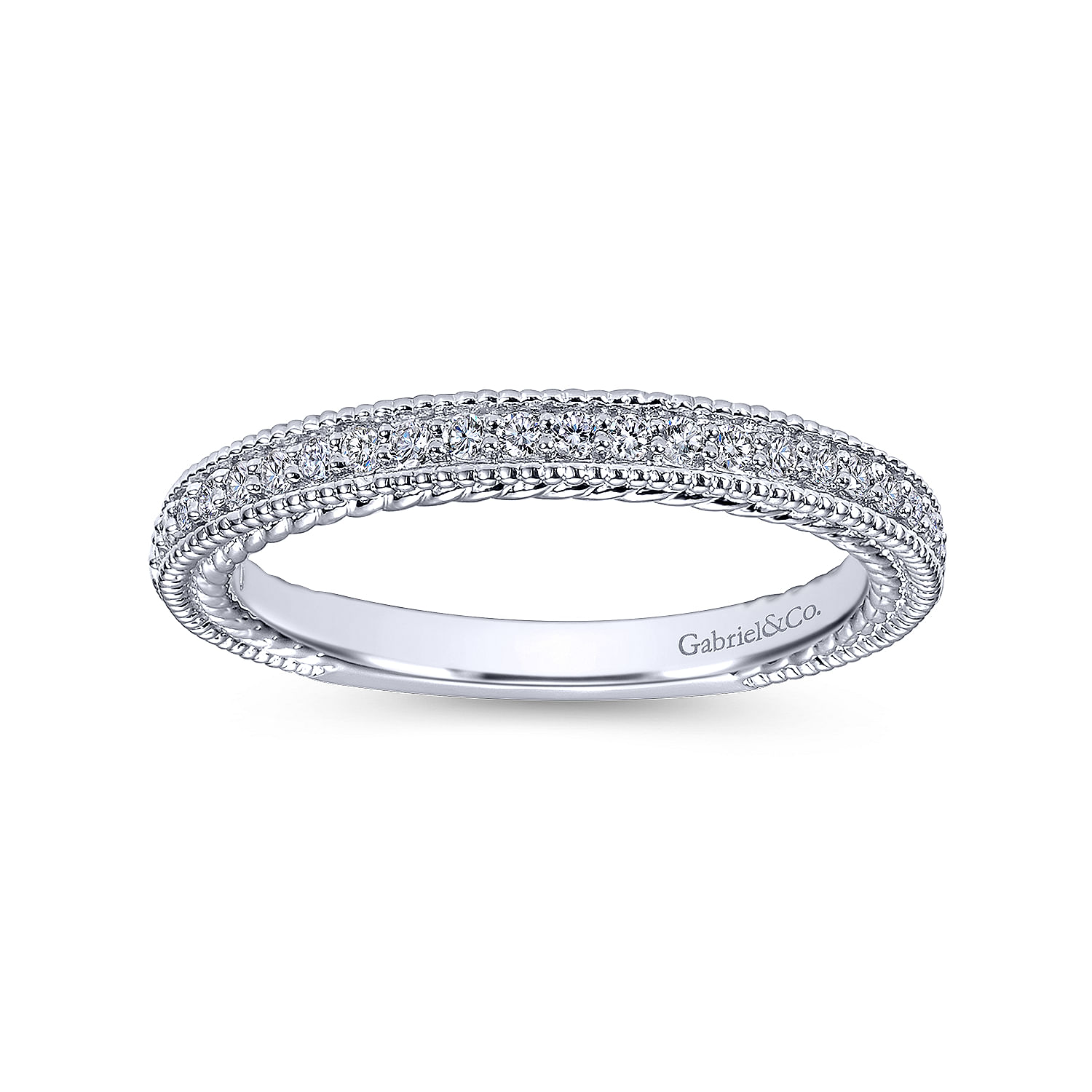 14k White Gold Diamond Straight Wedding Band angle 5 14k White Gold Diamond Straight Wedding Band angle 5