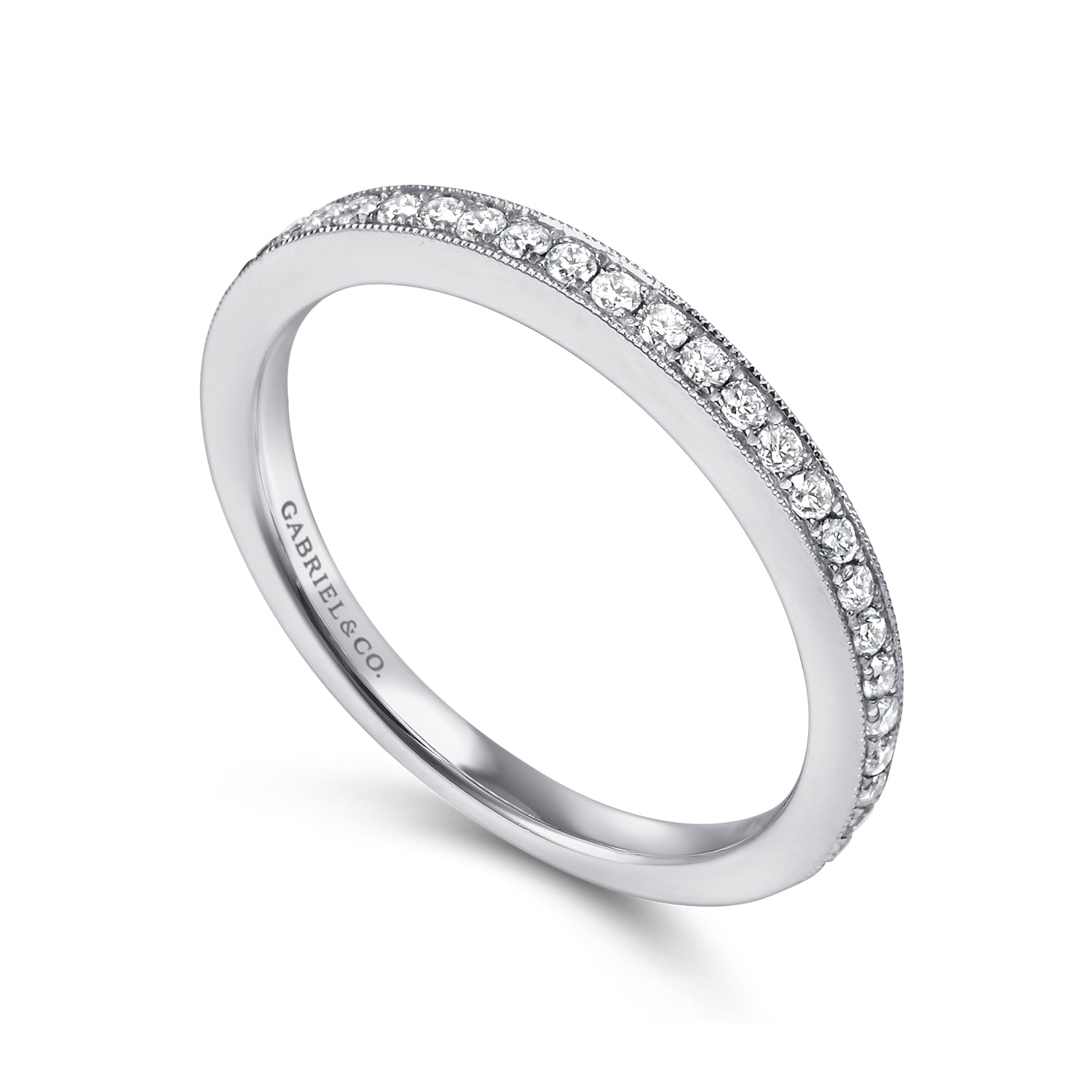 14k White Gold Diamond Straight Wedding Band angle 3 14k White Gold Diamond Straight Wedding Band angle 3