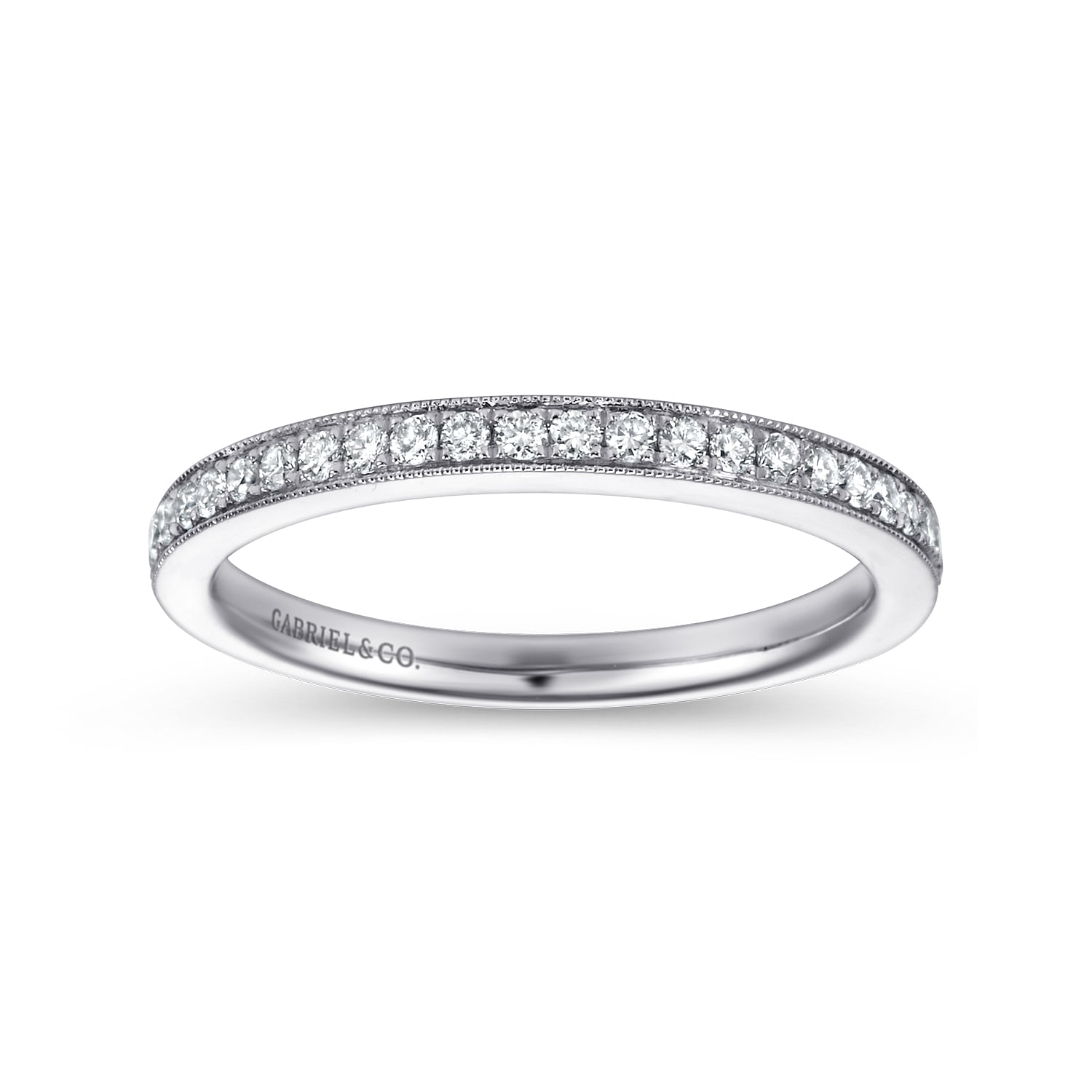 14k White Gold Diamond Straight Wedding Band angle 5 14k White Gold Diamond Straight Wedding Band angle 5