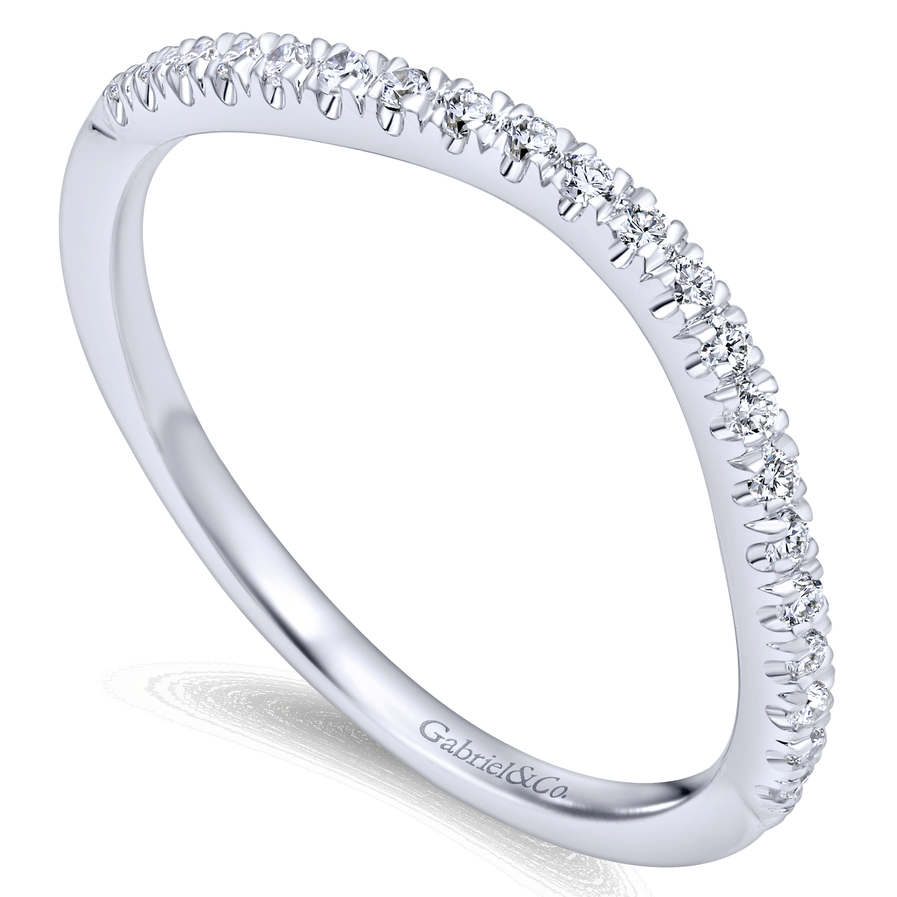14k White Gold Diamond Straight Wedding Band angle 3 14k White Gold Diamond Straight Wedding Band angle 3