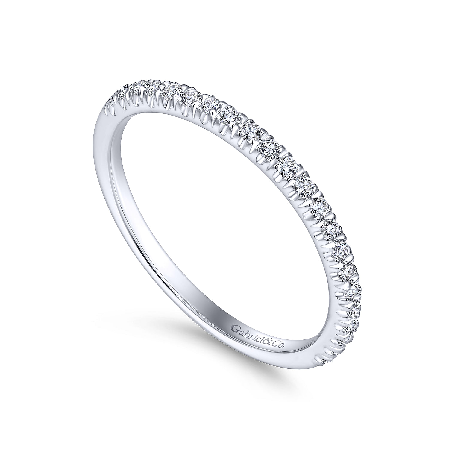 14k White Gold Diamond Straight Wedding Band angle 3 14k White Gold Diamond Straight Wedding Band angle 3
