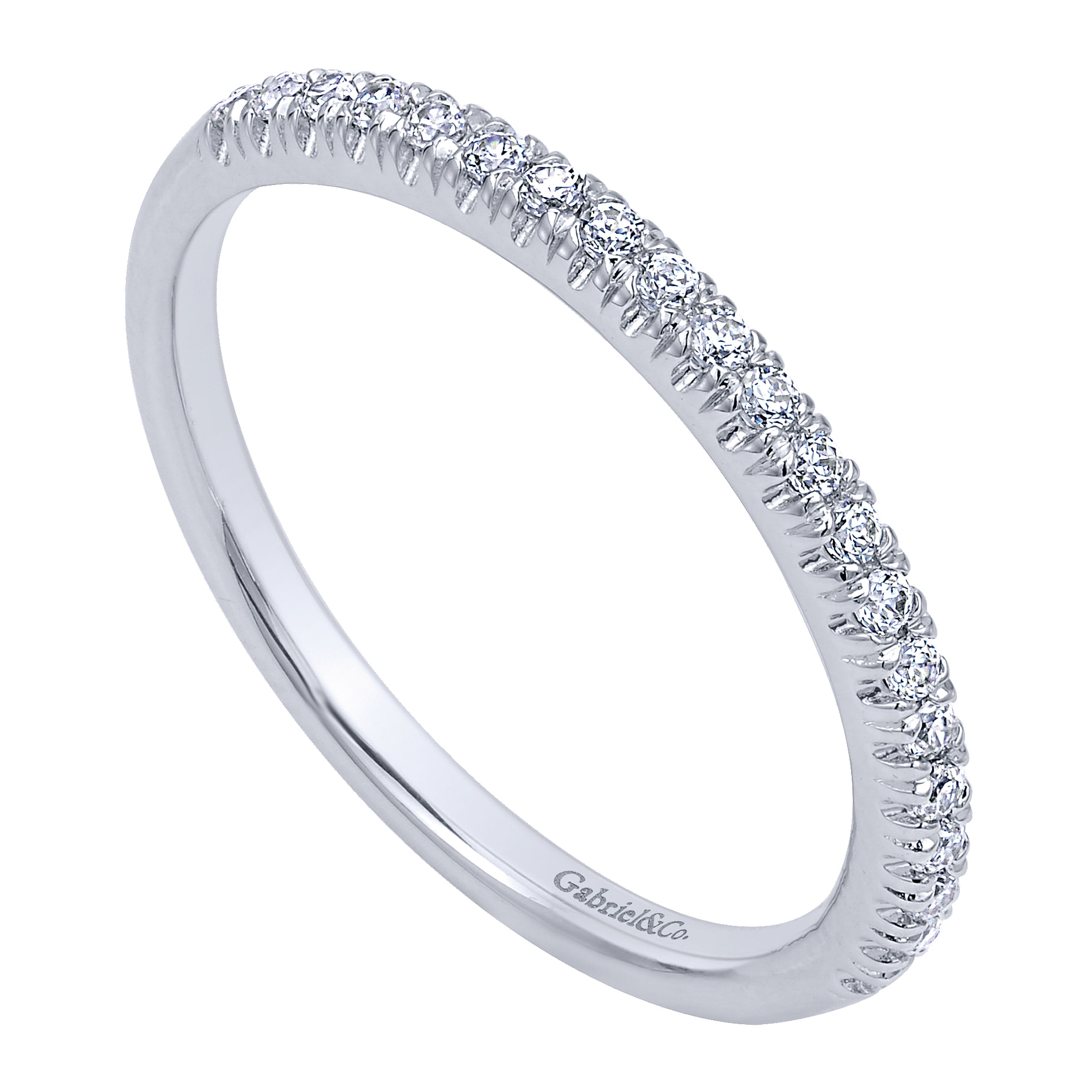 14k White Gold Diamond Straight Wedding Band angle 3 14k White Gold Diamond Straight Wedding Band angle 3