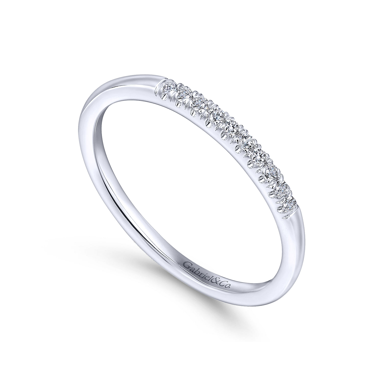 14k White Gold Diamond Straight Wedding Band angle 3 14k White Gold Diamond Straight Wedding Band angle 3
