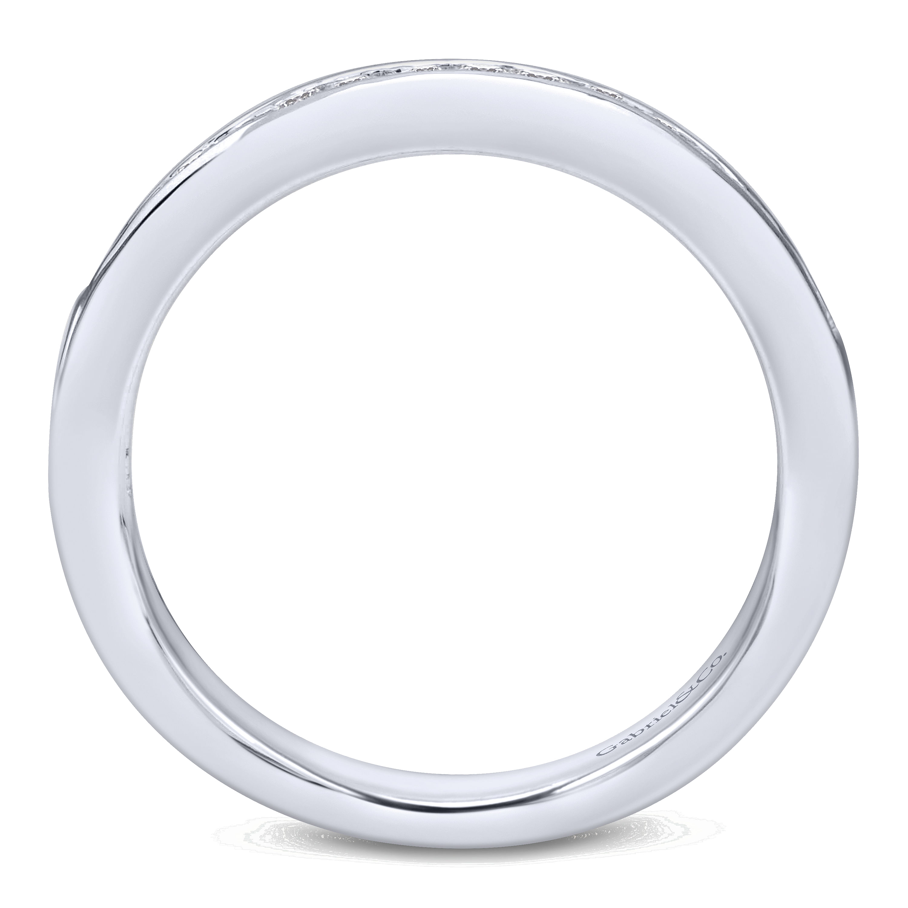 14k White Gold Diamond Straight Wedding Band angle 2 14k White Gold Diamond Straight Wedding Band angle 2