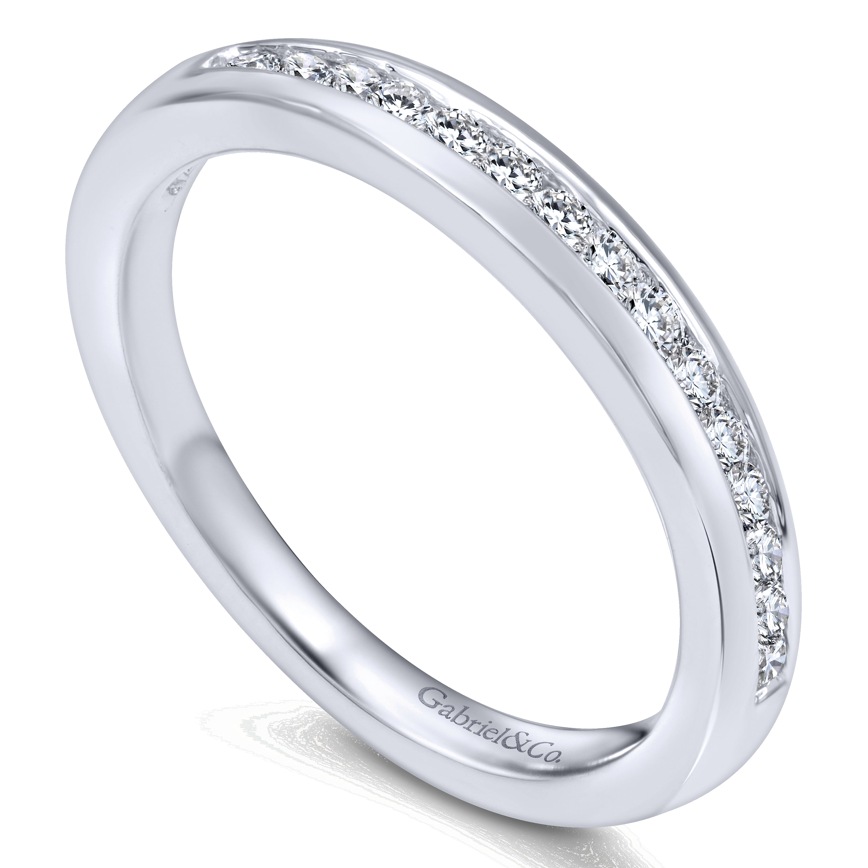 14k White Gold Diamond Straight Wedding Band angle 3 14k White Gold Diamond Straight Wedding Band angle 3