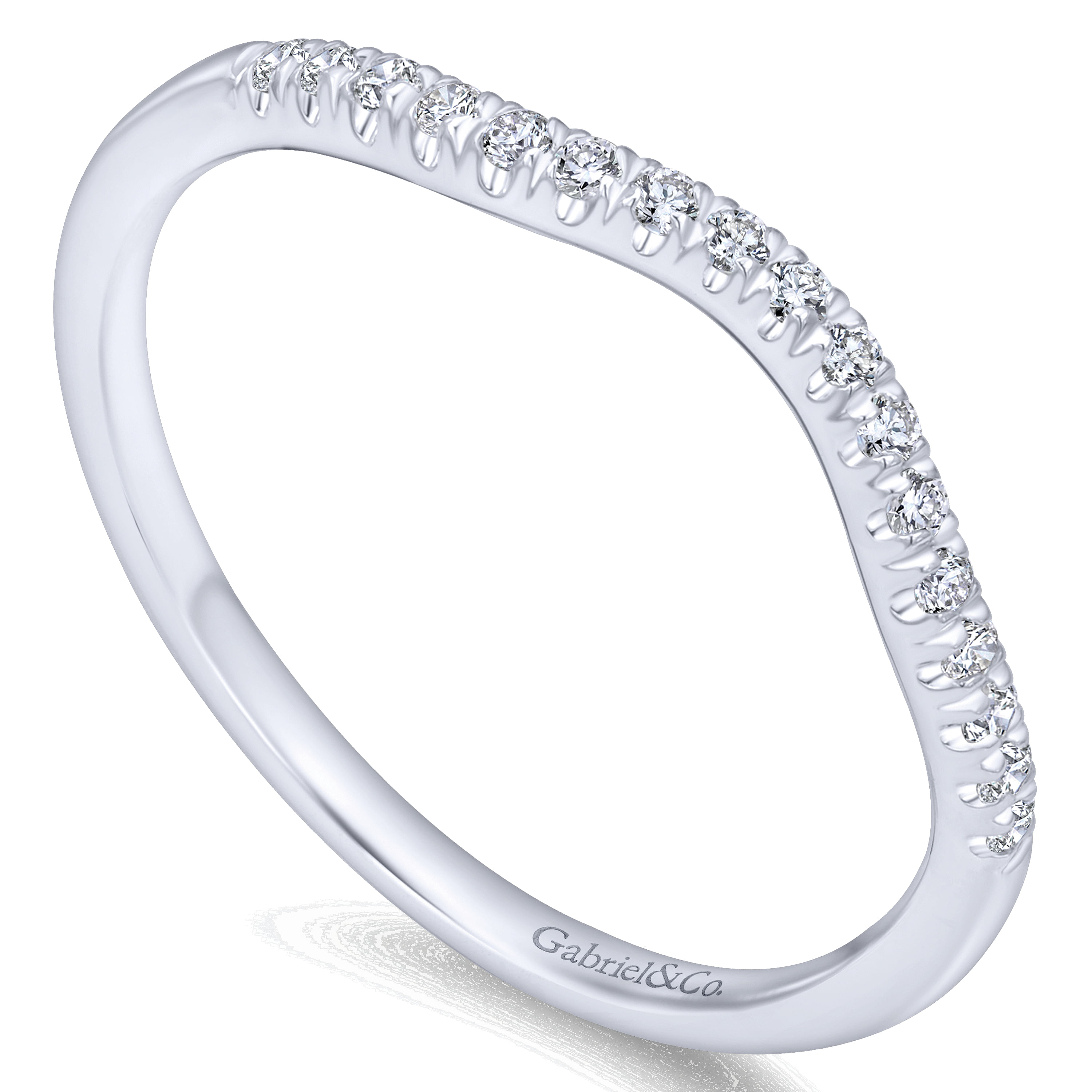 14k White Gold Diamond Straight Wedding Band angle 3 14k White Gold Diamond Straight Wedding Band angle 3