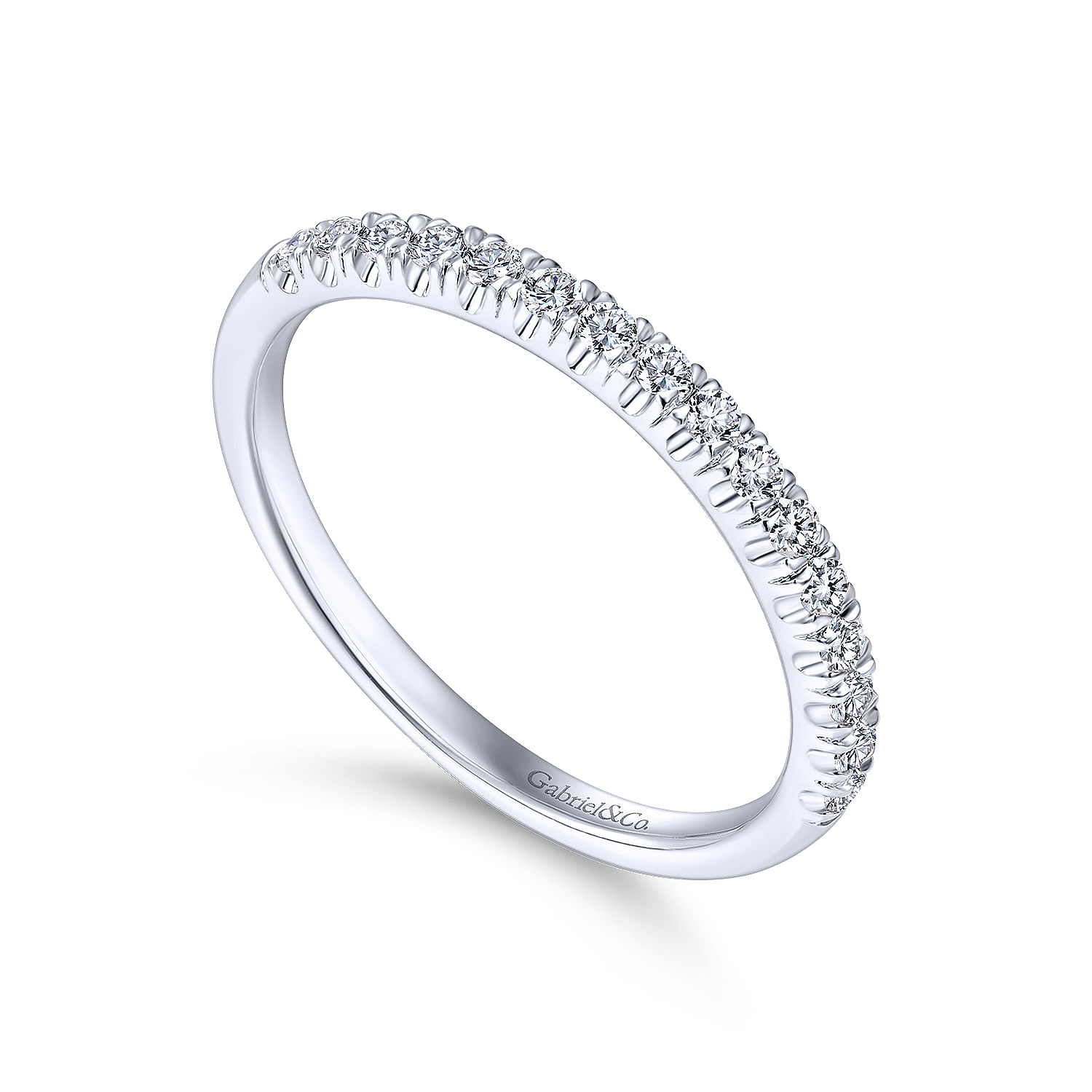 14k White Gold Diamond Straight Wedding Band angle 3 14k White Gold Diamond Straight Wedding Band angle 3