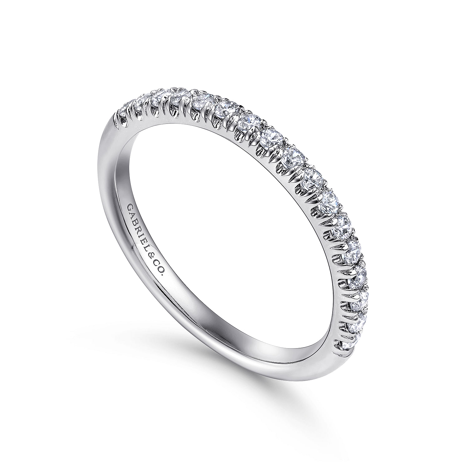 14k White Gold Diamond Straight Wedding Band angle 3 14k White Gold Diamond Straight Wedding Band angle 3