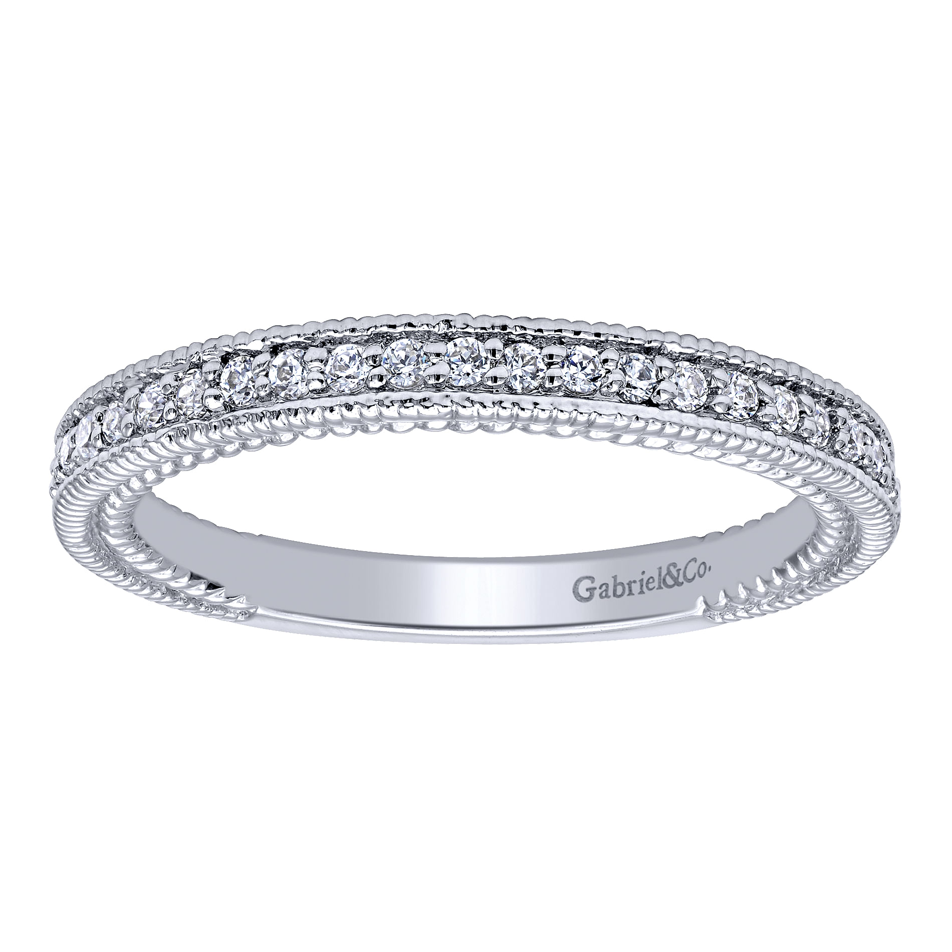 14k White Gold Diamond Straight Wedding Band angle 5 14k White Gold Diamond Straight Wedding Band angle 5