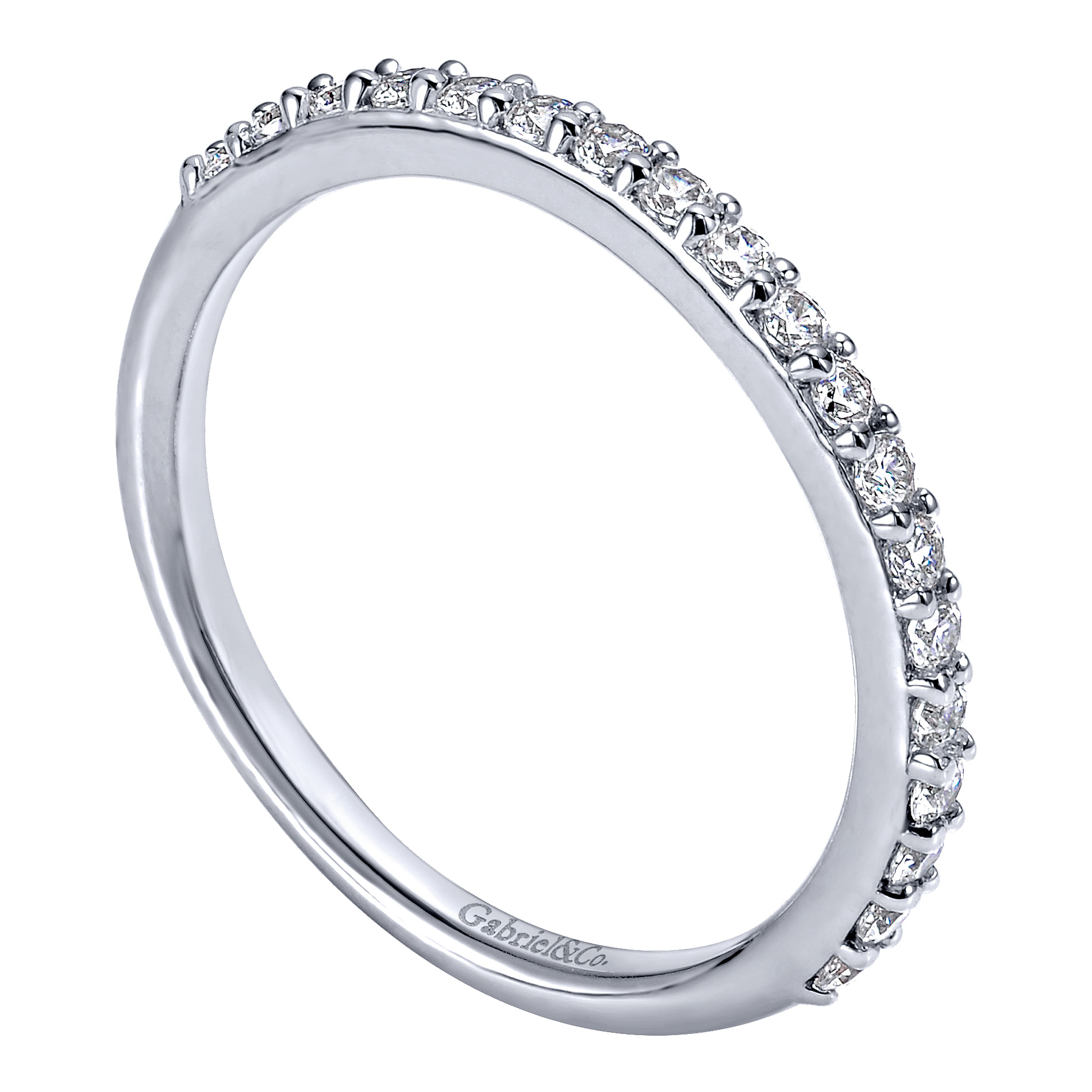 14k White Gold Diamond Straight Wedding Band angle 3 14k White Gold Diamond Straight Wedding Band angle 3