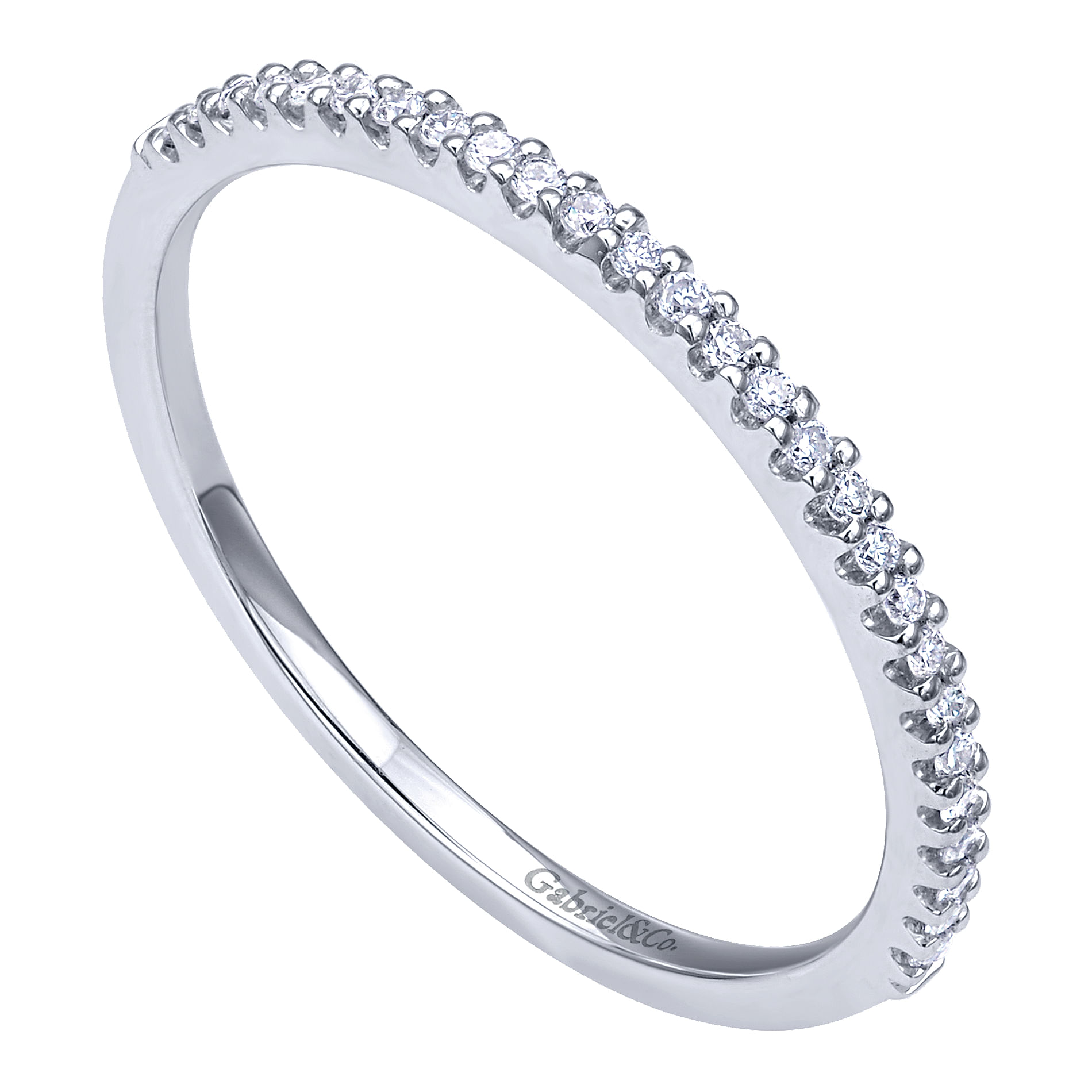 14k White Gold Diamond Straight Wedding Band angle 3 14k White Gold Diamond Straight Wedding Band angle 3