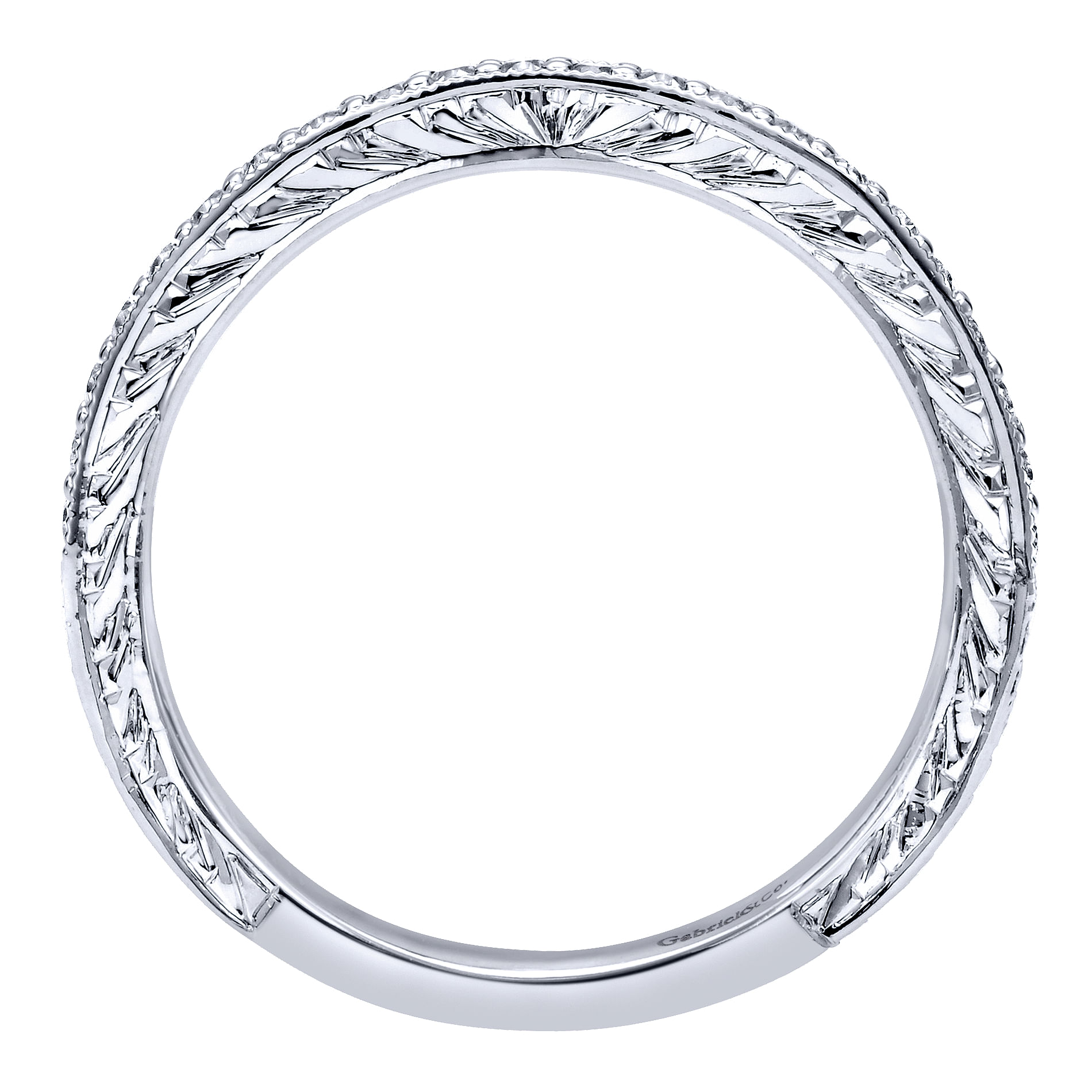 14k White Gold Diamond Straight Wedding Band angle 2 14k White Gold Diamond Straight Wedding Band angle 2