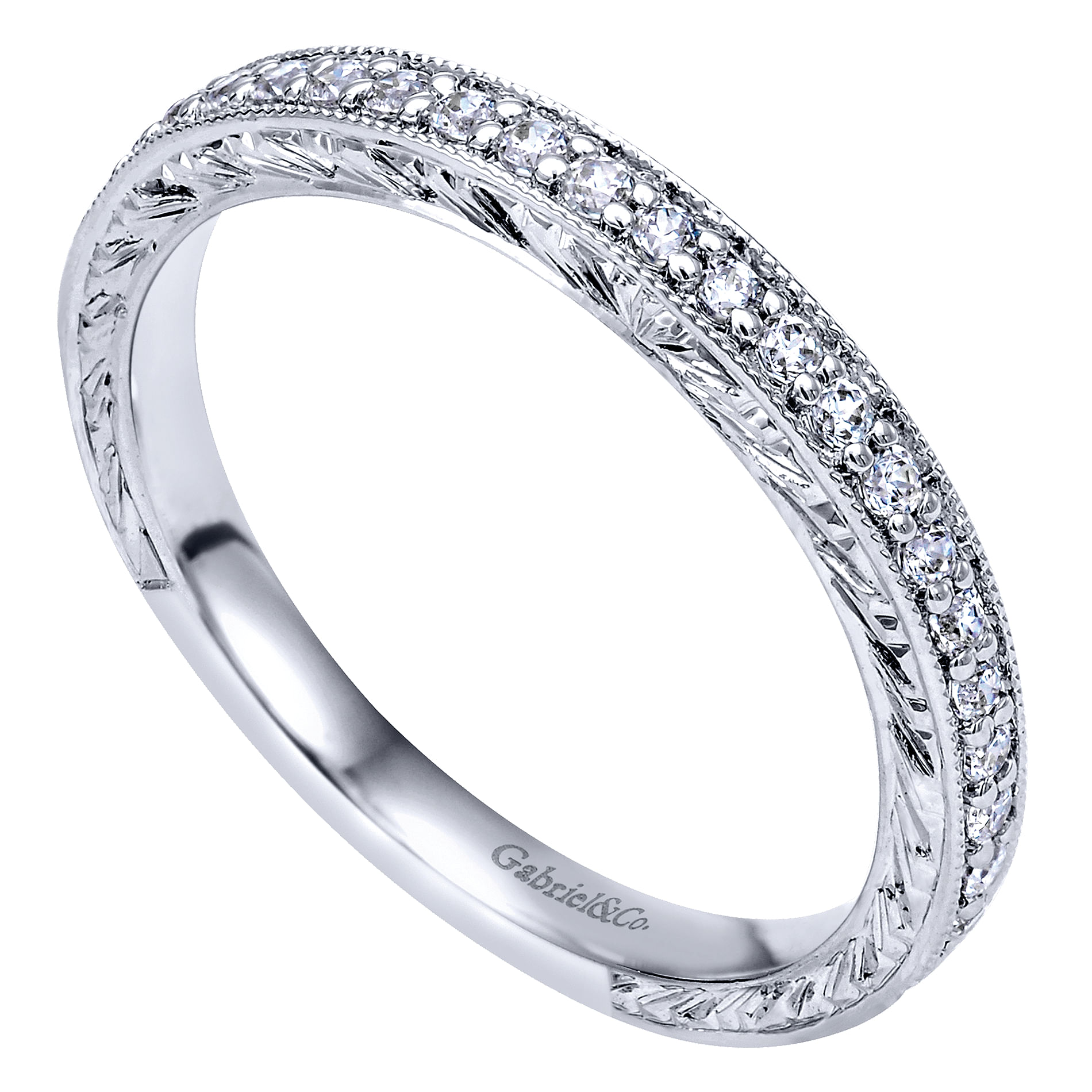 14k White Gold Diamond Straight Wedding Band angle 3 14k White Gold Diamond Straight Wedding Band angle 3