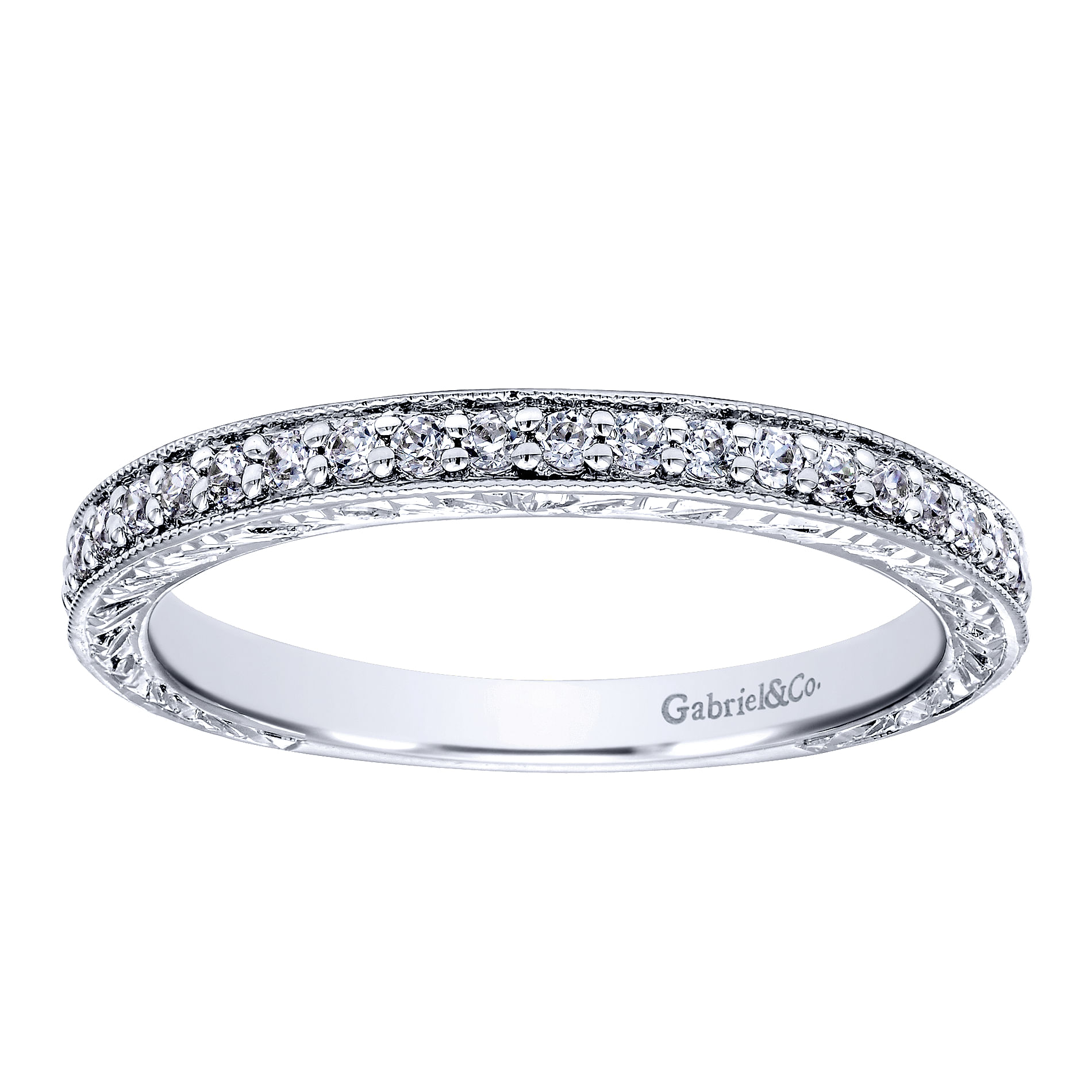 14k White Gold Diamond Straight Wedding Band angle 5 14k White Gold Diamond Straight Wedding Band angle 5