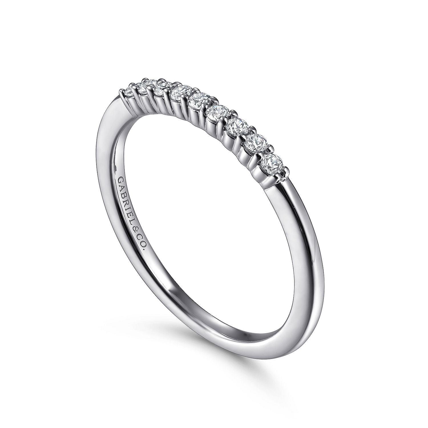 14k White Gold Diamond Straight Wedding Band angle 3 14k White Gold Diamond Straight Wedding Band angle 3