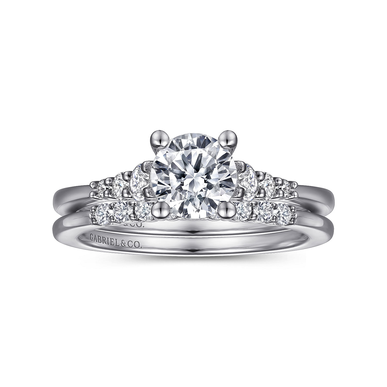14k White Gold Diamond Straight Wedding Band angle 4 14k White Gold Diamond Straight Wedding Band angle 4
