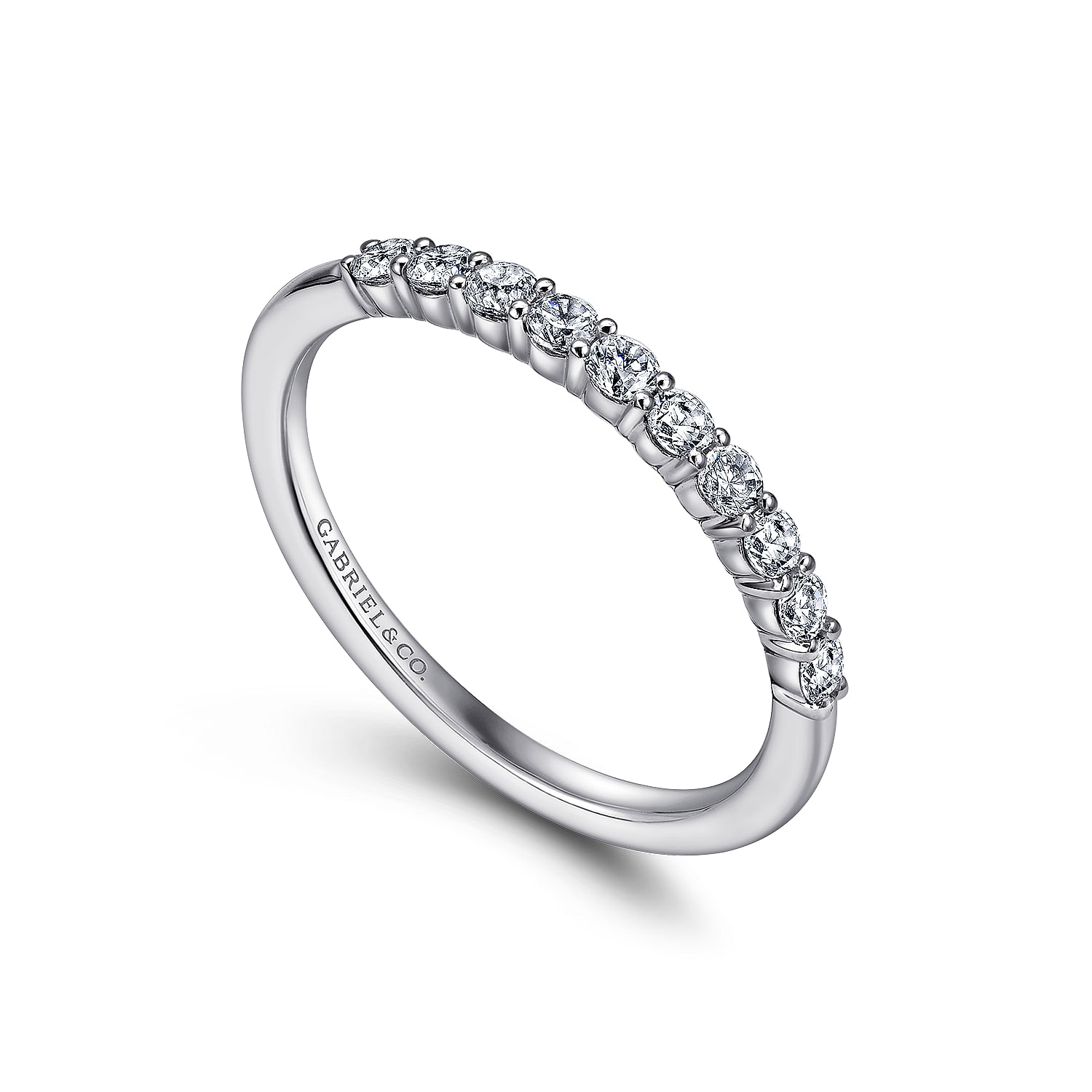 14k White Gold Diamond Straight Wedding Band angle 3 14k White Gold Diamond Straight Wedding Band angle 3