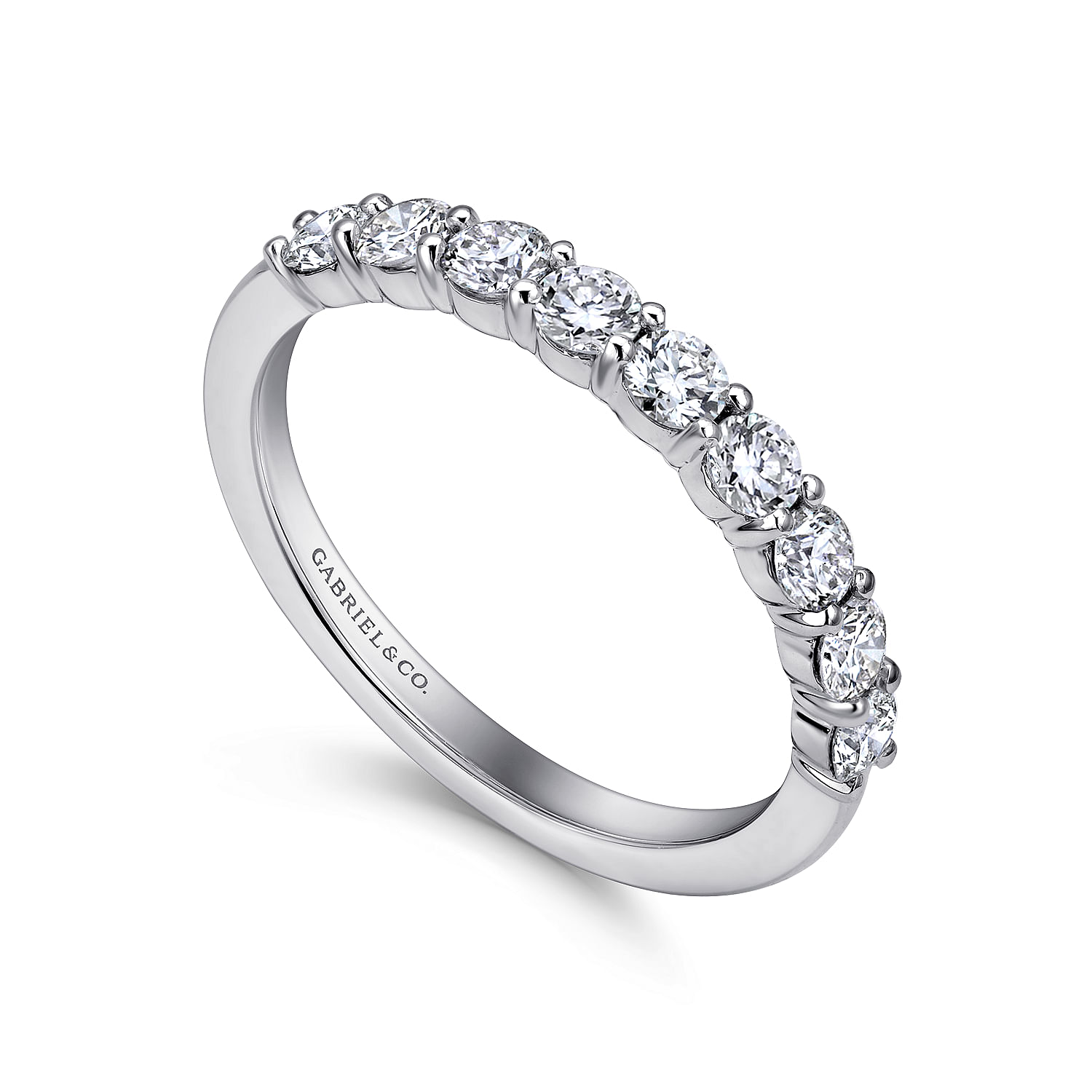 14k White Gold Diamond Straight Wedding Band angle 3 14k White Gold Diamond Straight Wedding Band angle 3