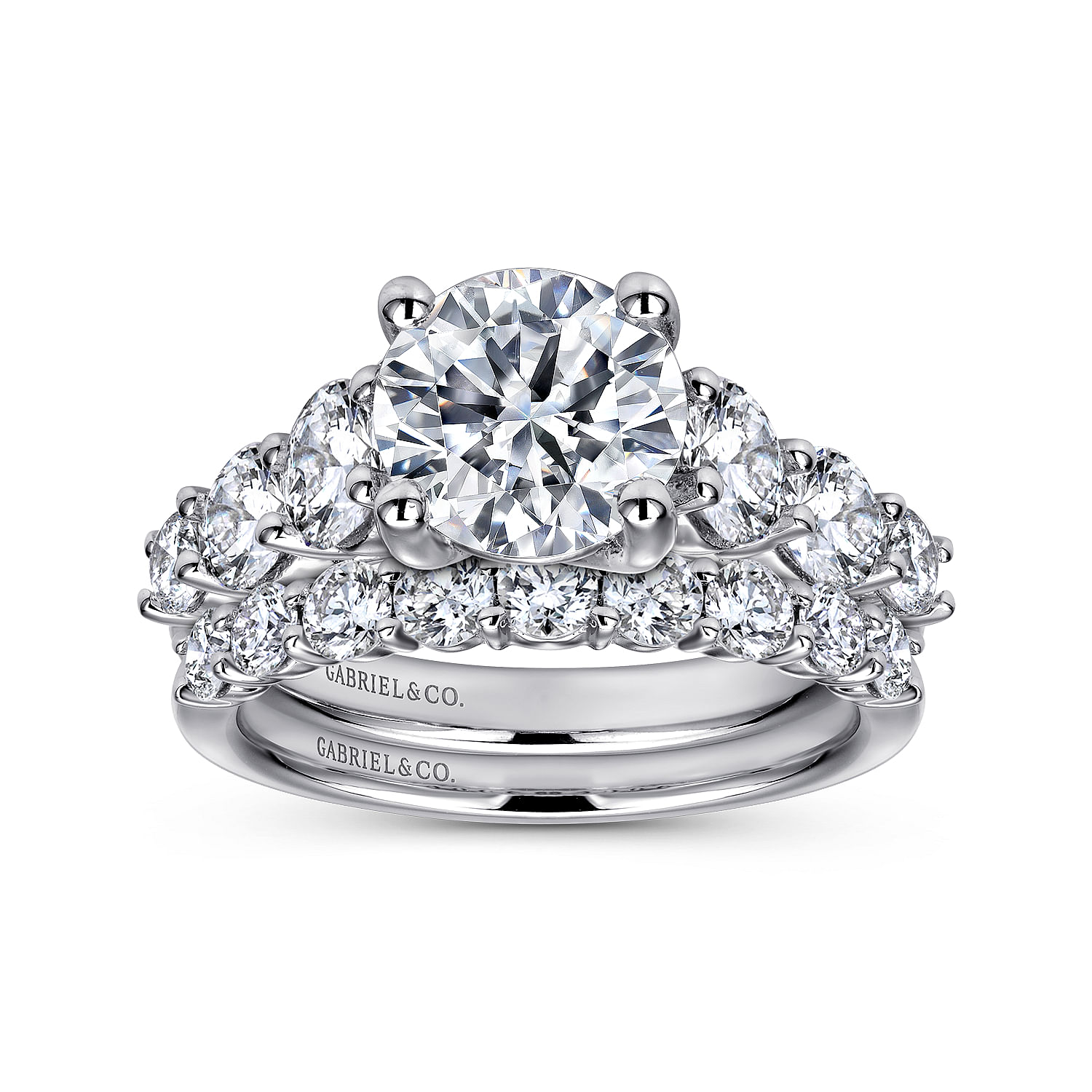 14k White Gold Diamond Straight Wedding Band angle 4 14k White Gold Diamond Straight Wedding Band angle 4